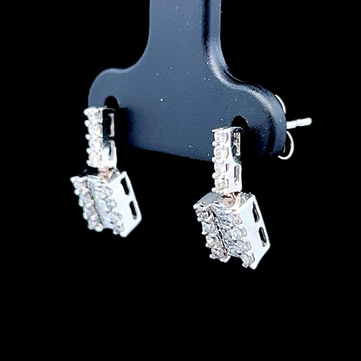 18K White Gold Diamond Drop Studs