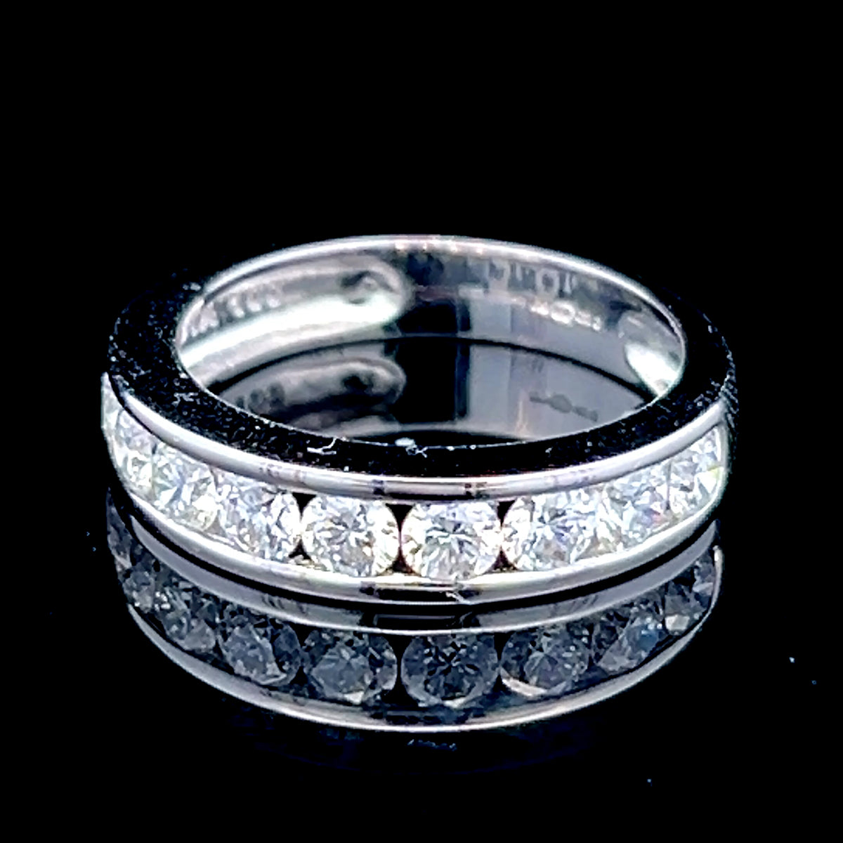 18K White Gold Diamond Channel Set Ring APPX 1.0 CTS