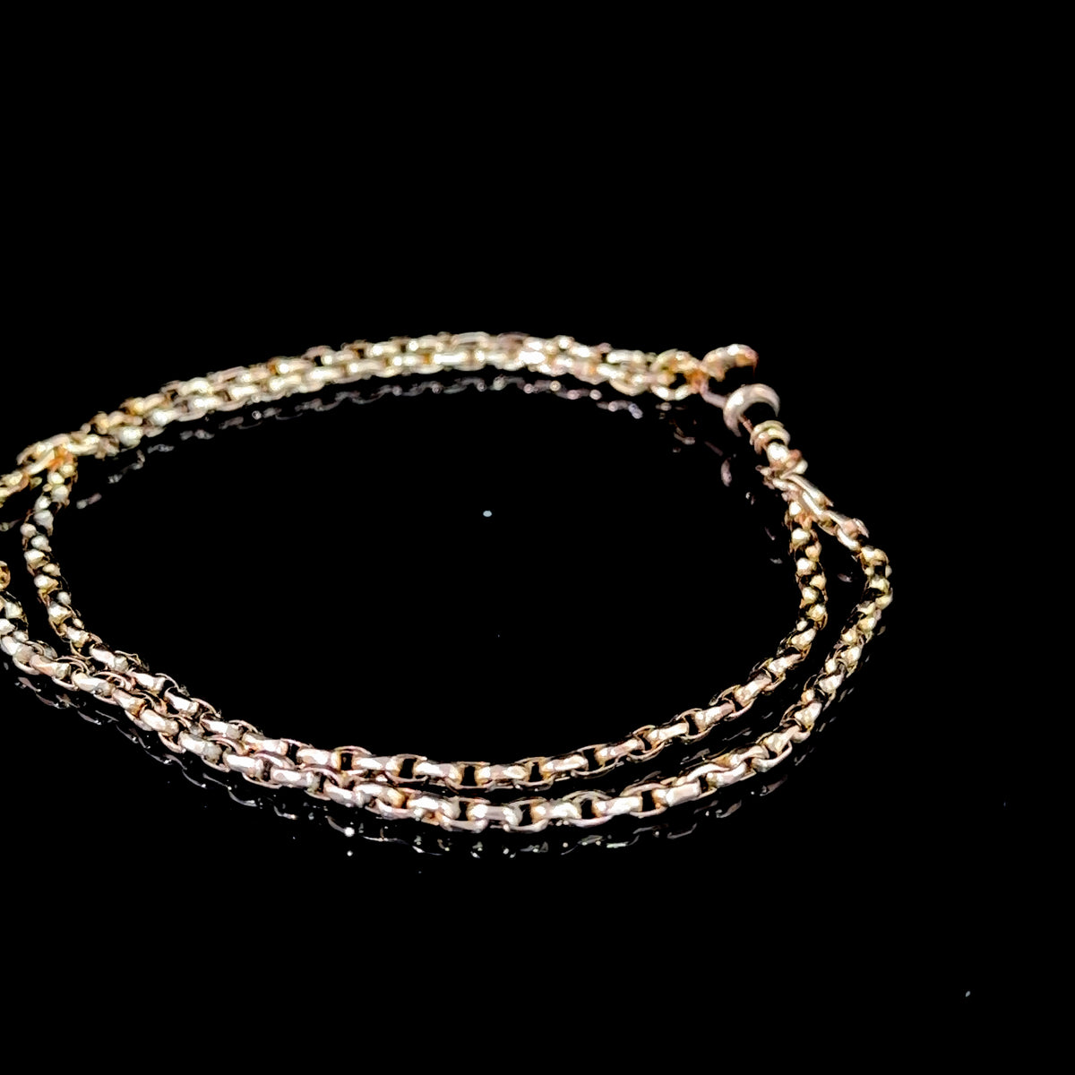 Lovely 9k Yellow Gold Belcher Necklace with Hook Clasp 15.5” Long. Also Converts to A Double Chain Bracelet 8 Inches Long