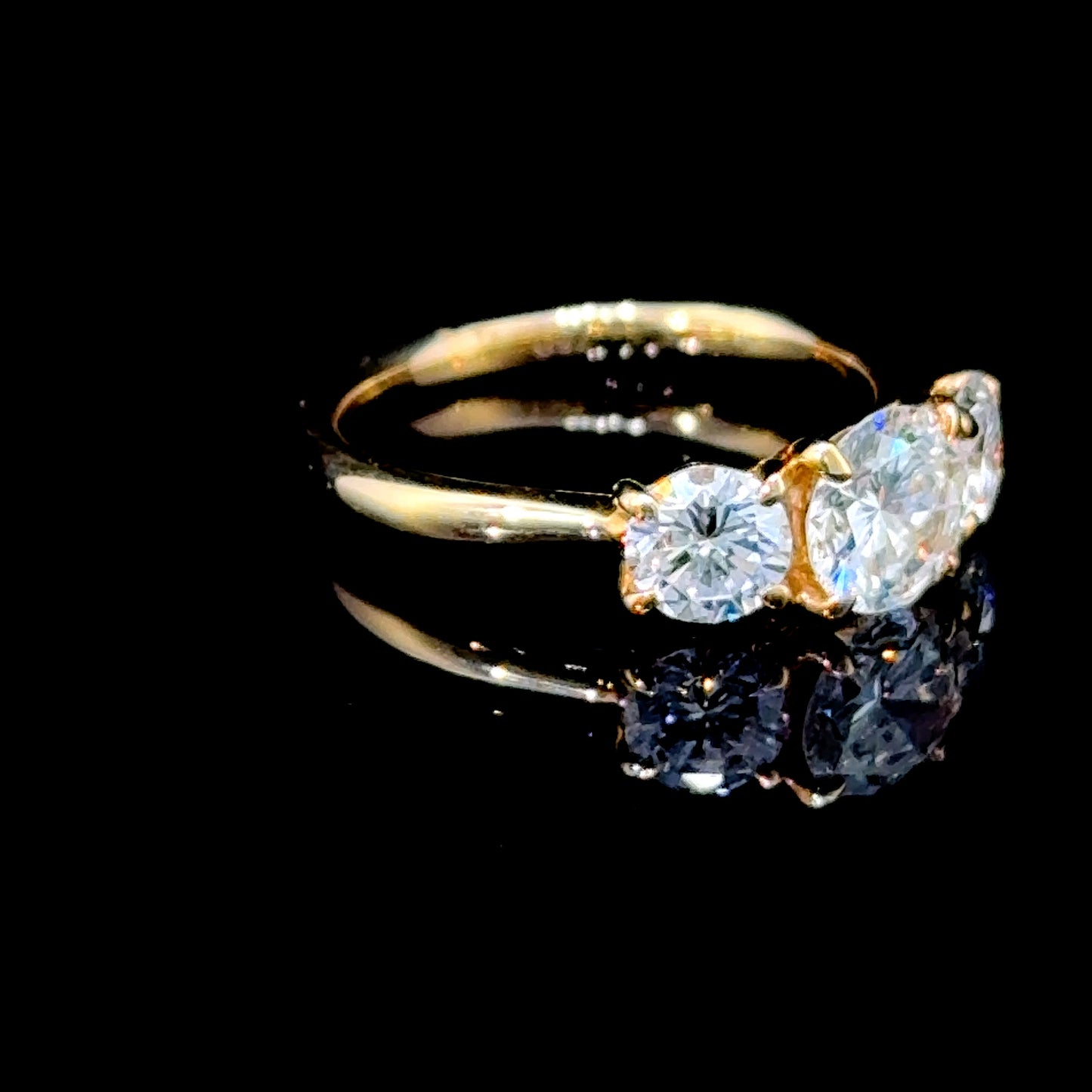 18K Yellow Gold Diamond Trilogy Ring APPX 2.10 CTS