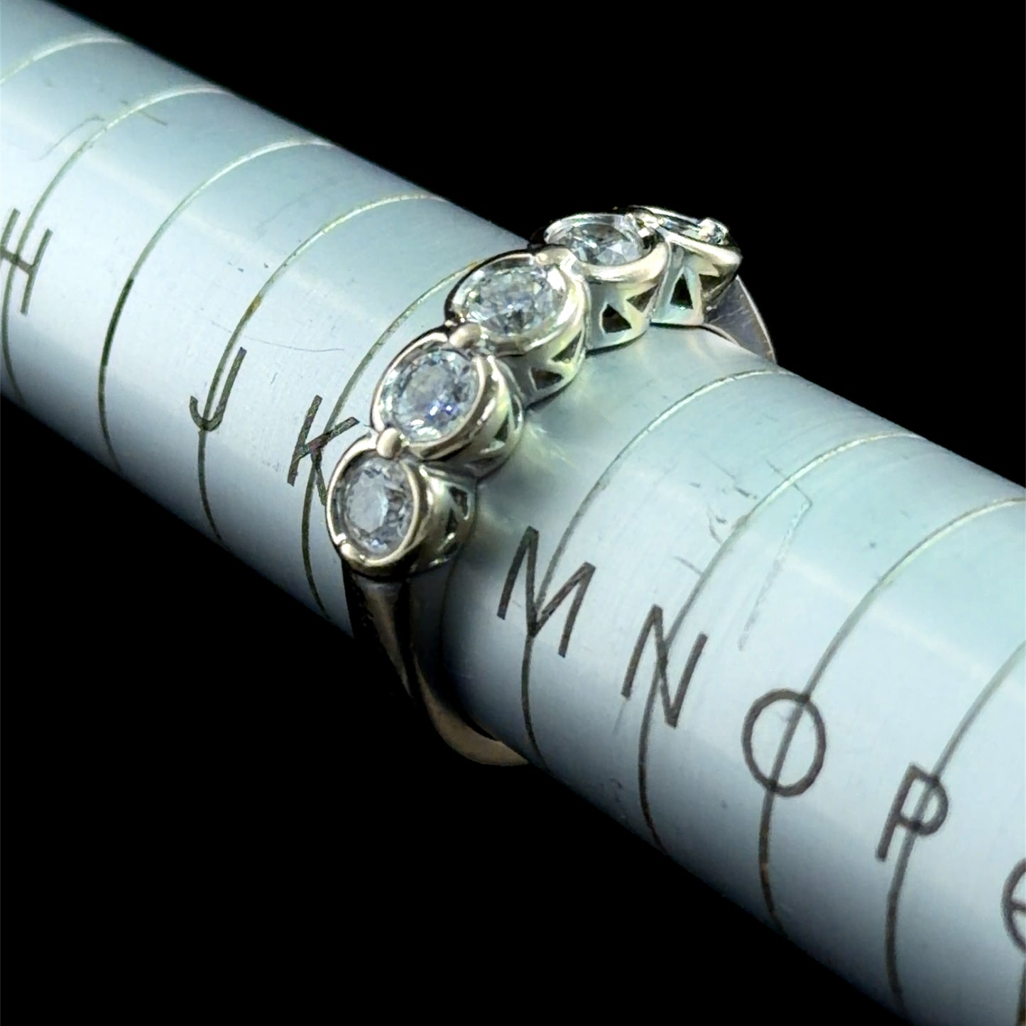 A Charming 18k White Gold 5 Stone Diamond Ring Appx 1.0 Cts Part Of The Ronald Charles Collection