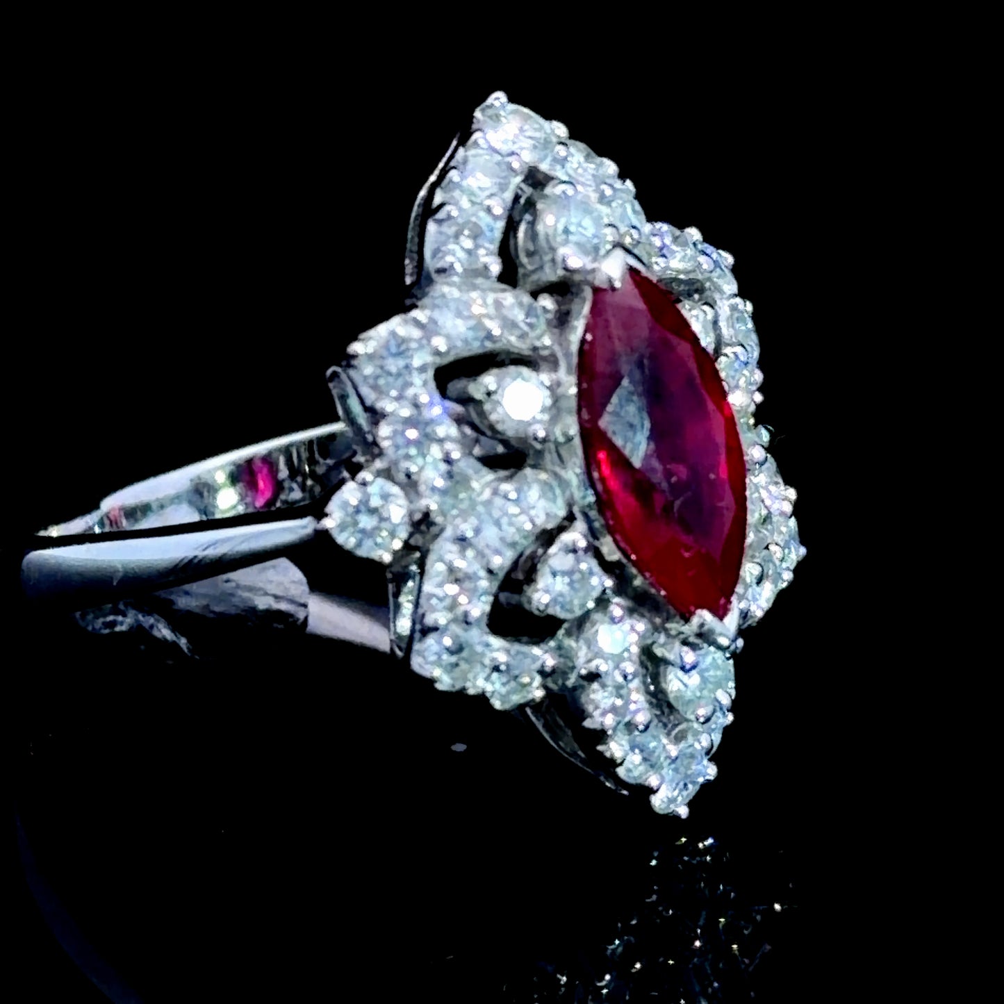 Wonderful 18k White Gold Ruby & Diamond Cluster Ring D:Appx 1.0 Cts R:1.74 Cts RRP £8k