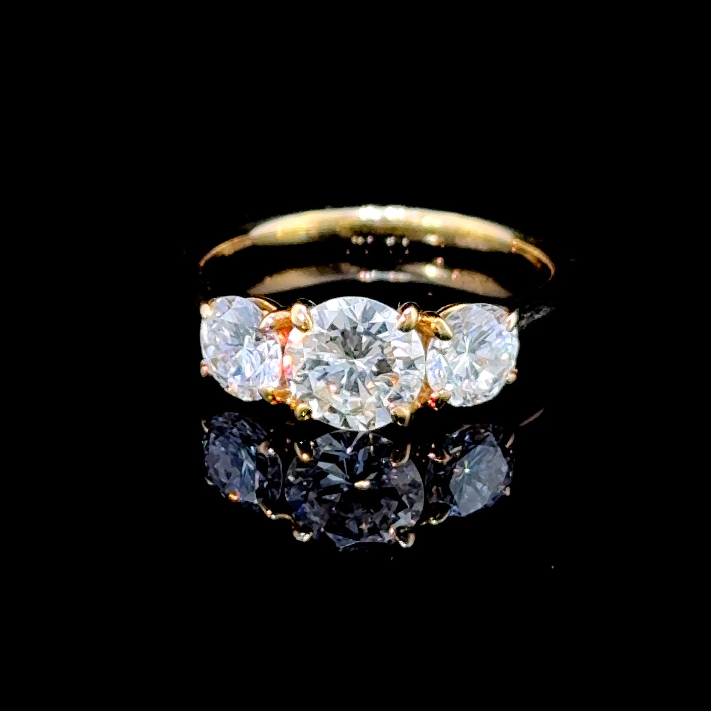 18K Yellow Gold Diamond Trilogy Ring APPX 2.10 CTS