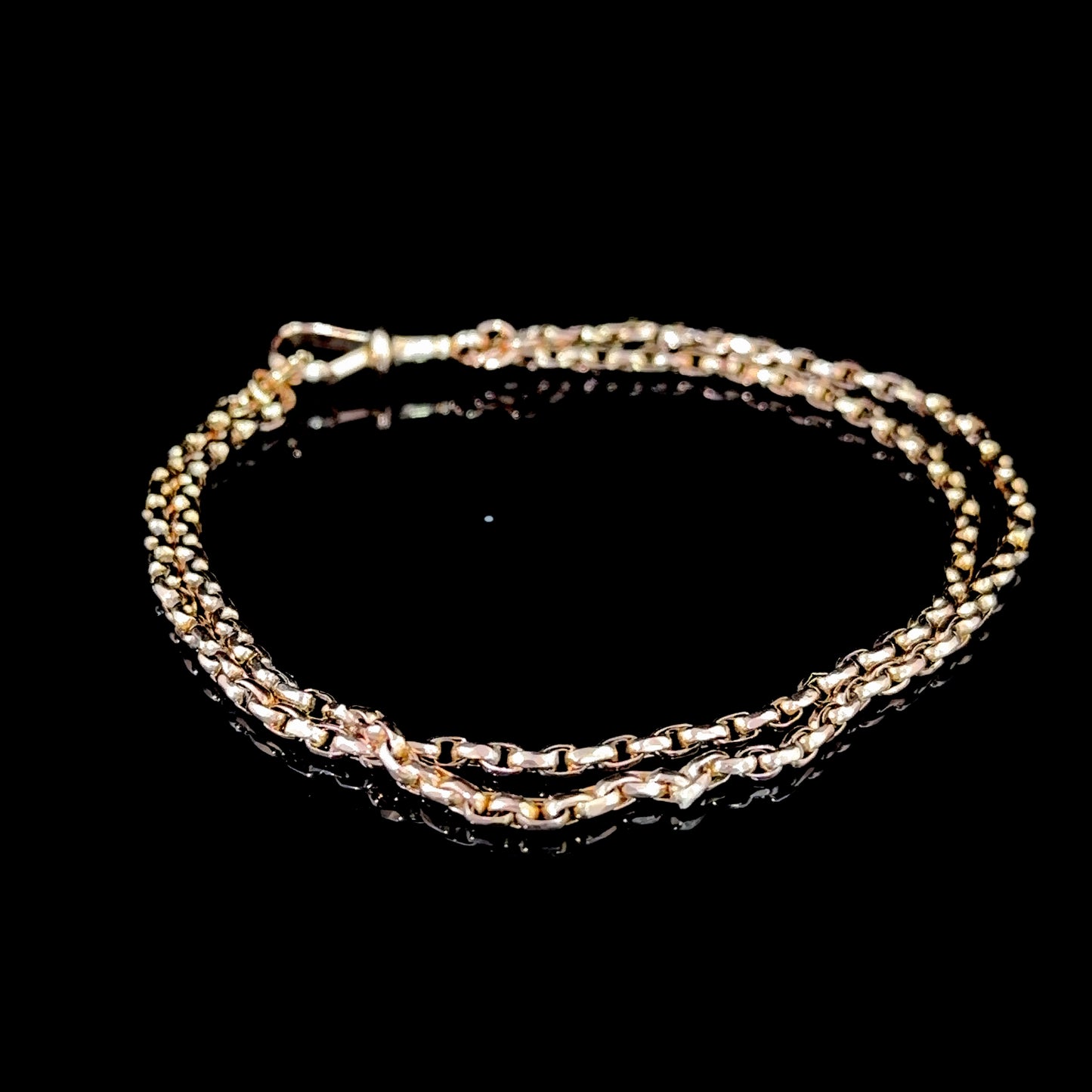 Lovely 9k Yellow Gold Belcher Necklace with Hook Clasp 15.5” Long. Also Converts to A Double Chain Bracelet 8 Inches Long