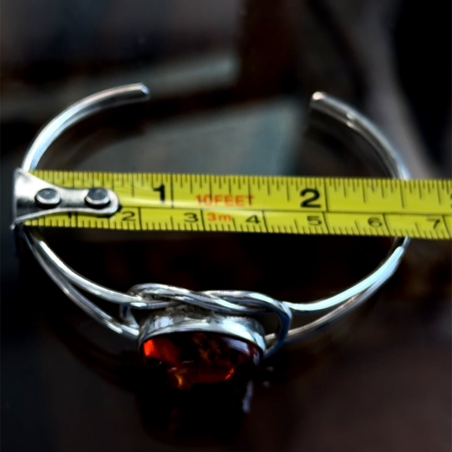 Lovely Vintage Silver & Amber Torque Bangle