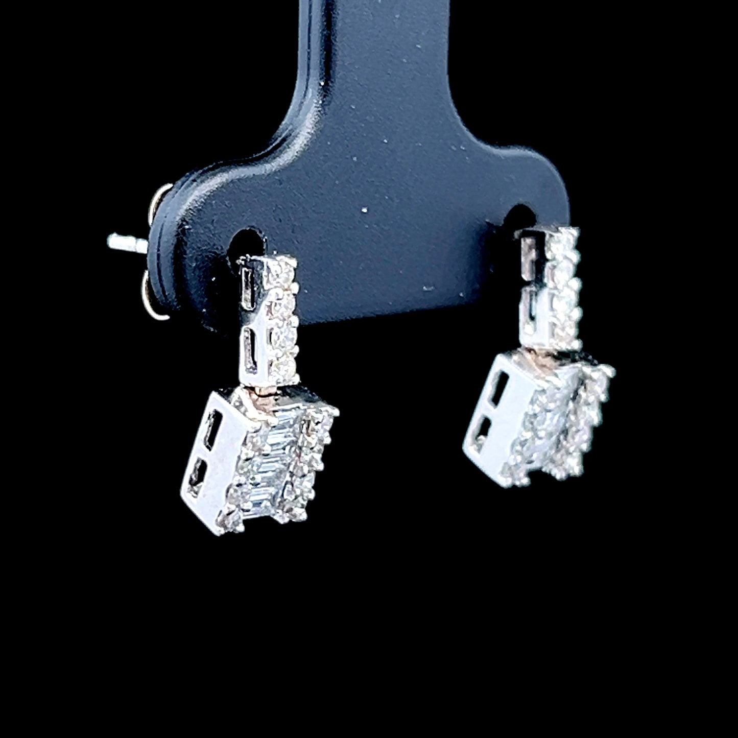 18K White Gold Diamond Drop Studs
