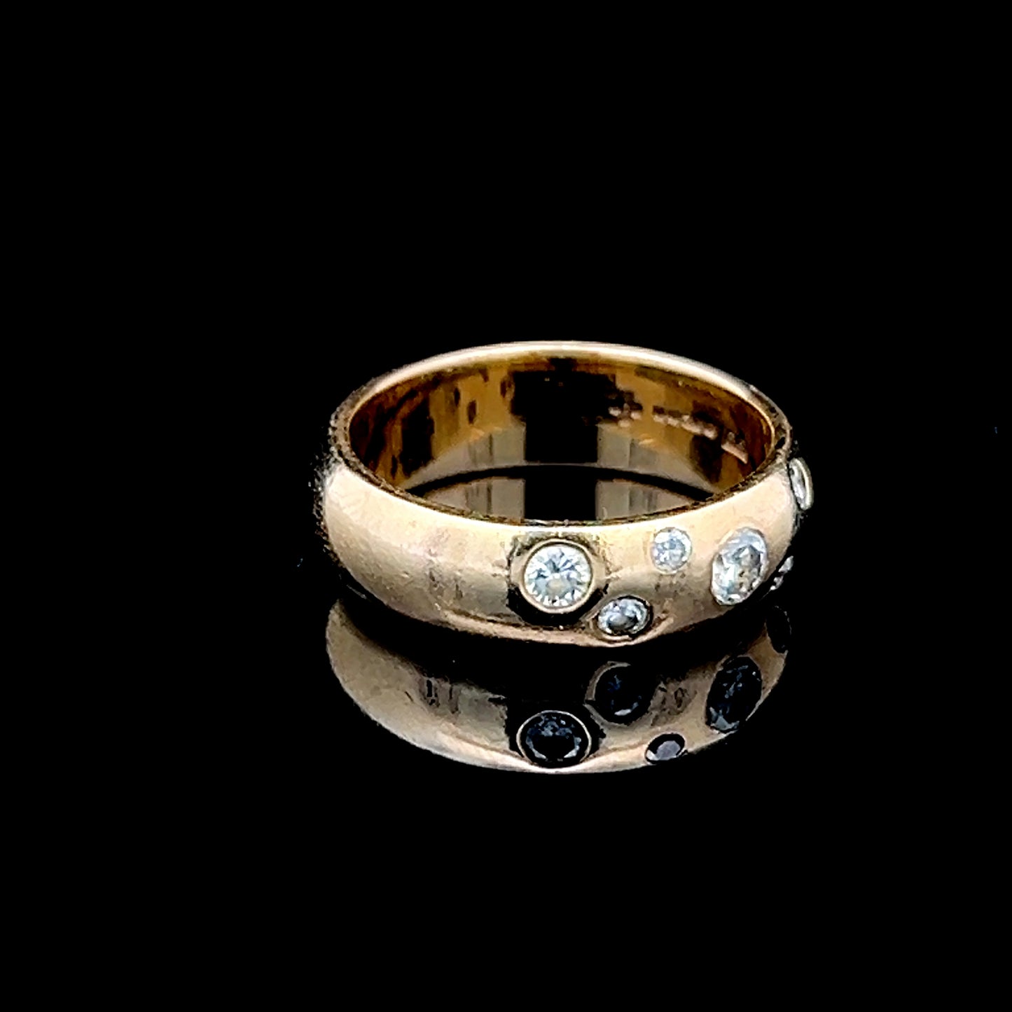 9K Yellow Gold Wide Diamond Scatter Band