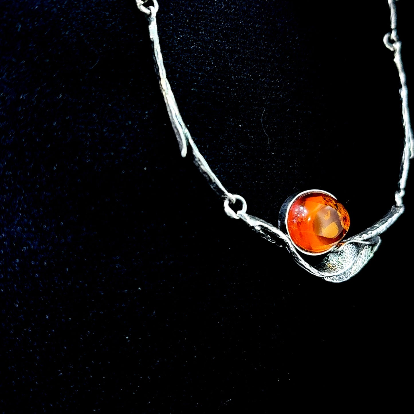 Silver Amber Vine Necklace
