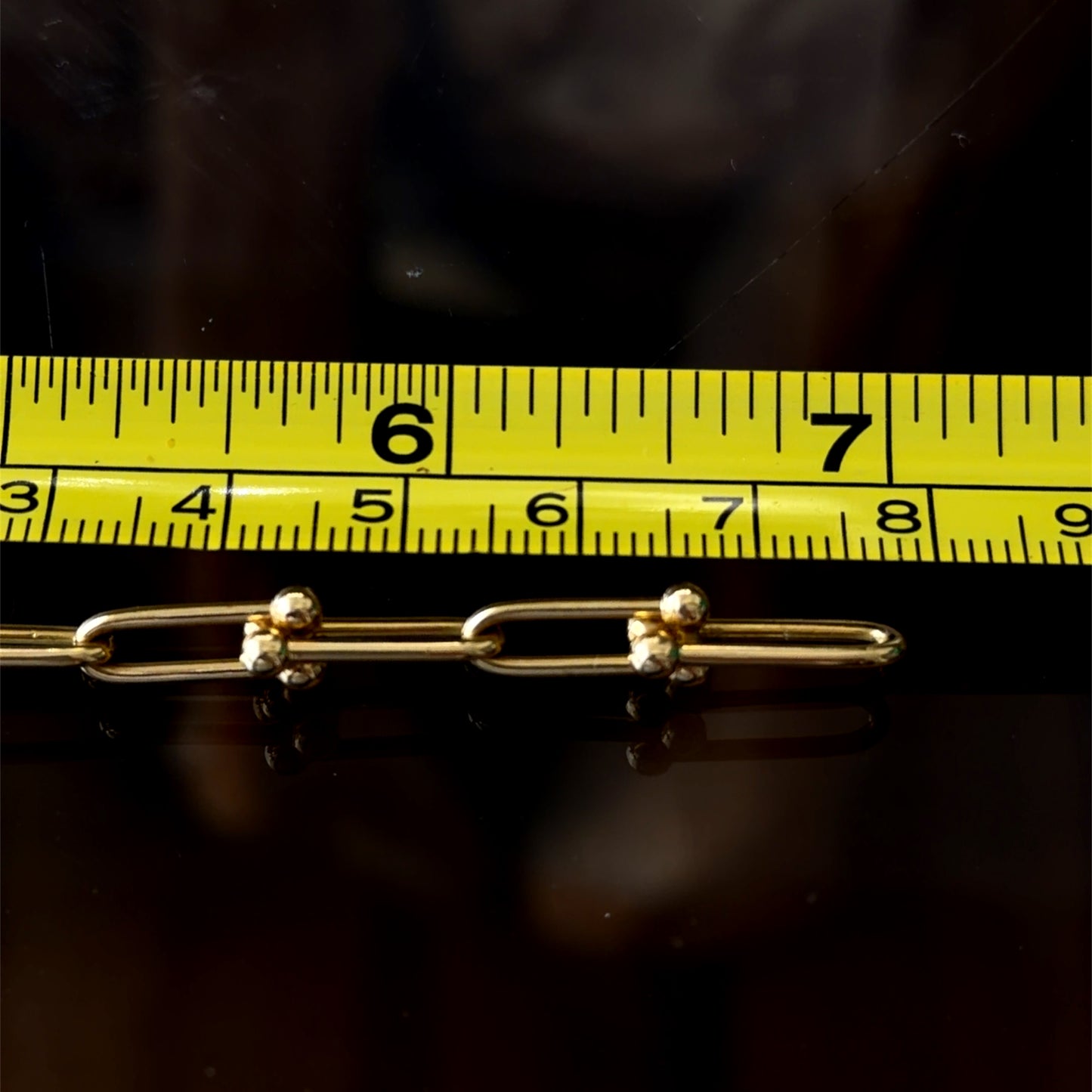 18k Yellow Gold Elongated Link Bracelet 7 Inches Long
