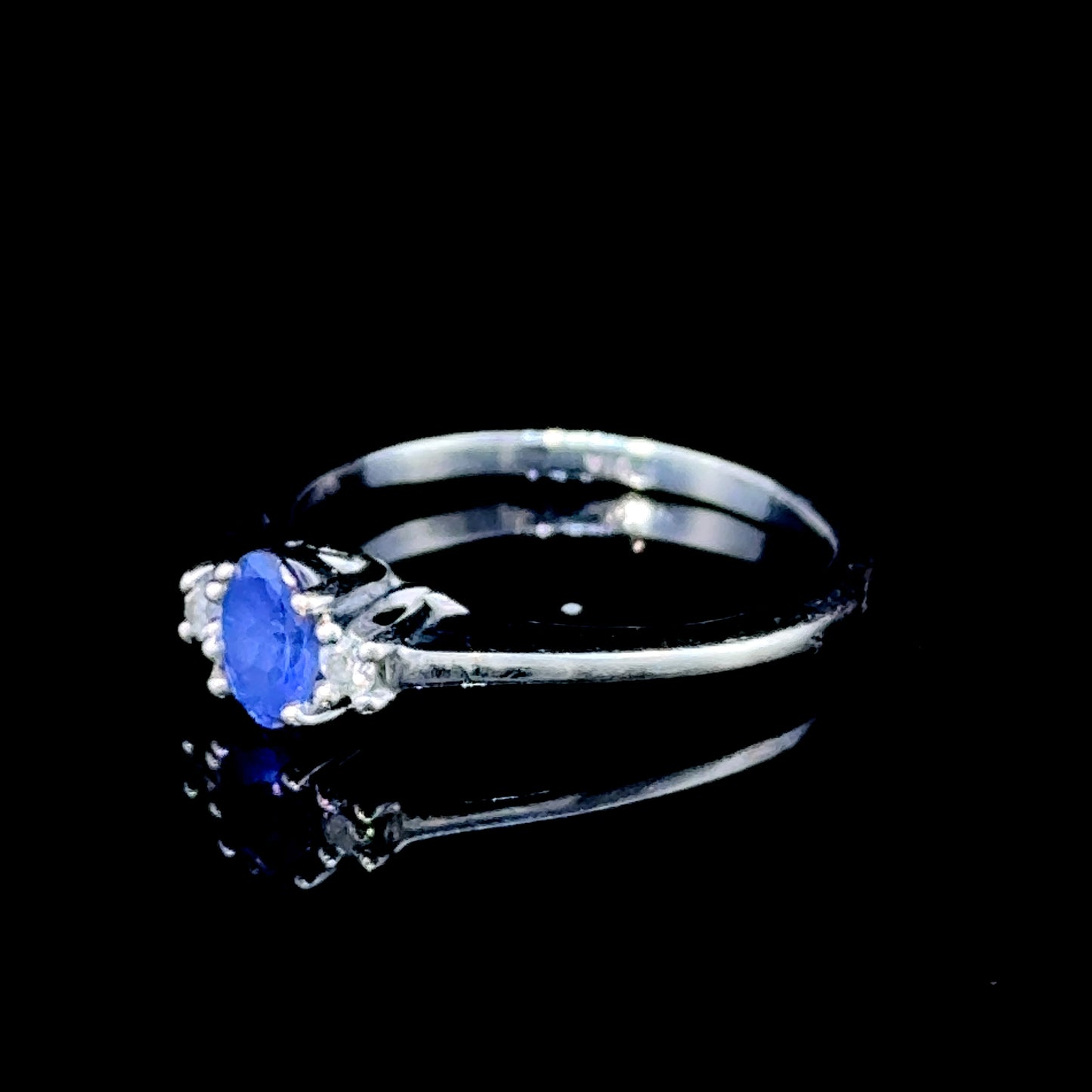 18K White Gold Tanzanite & Diamond Ring