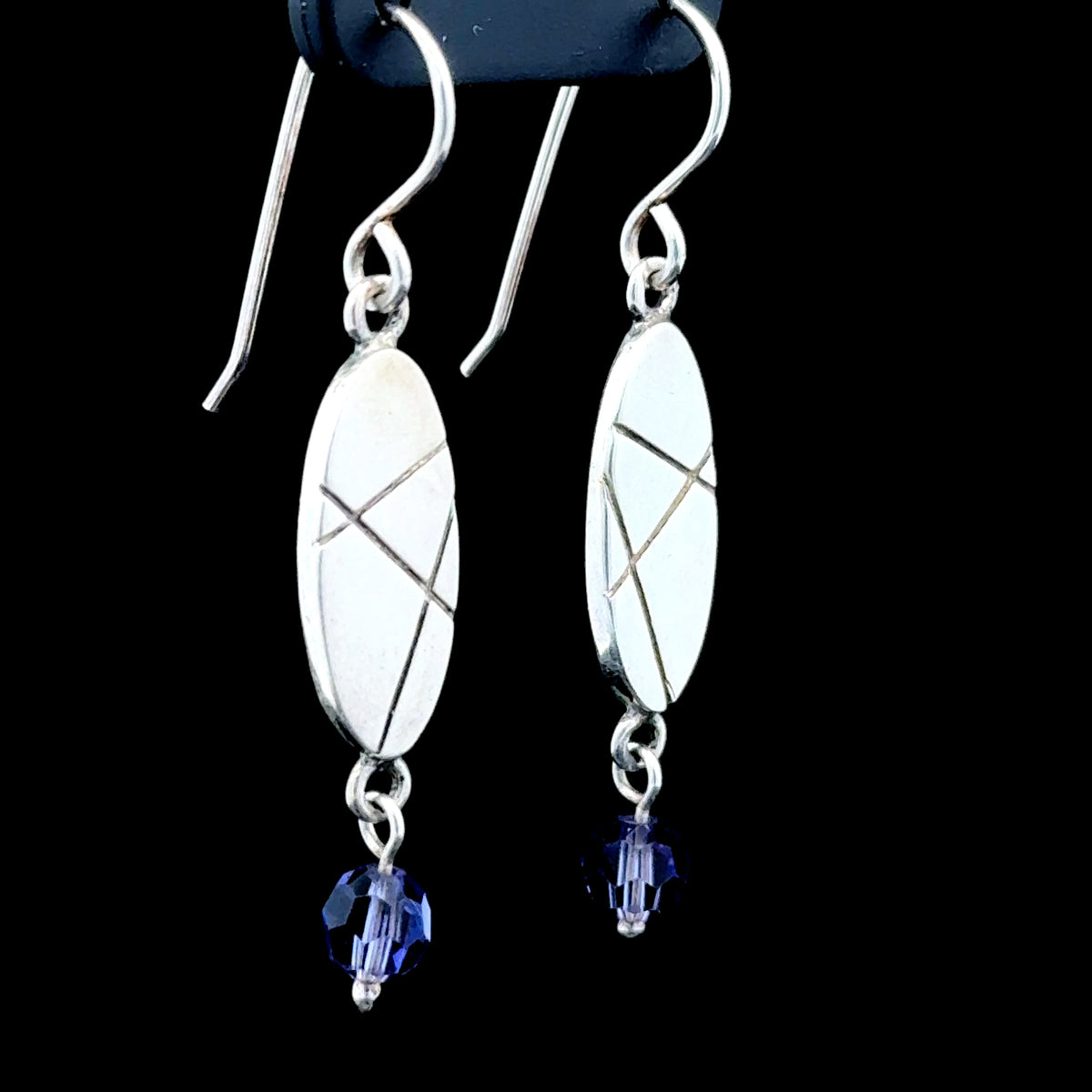 Silver & Amethyst Drop Hook Earrings