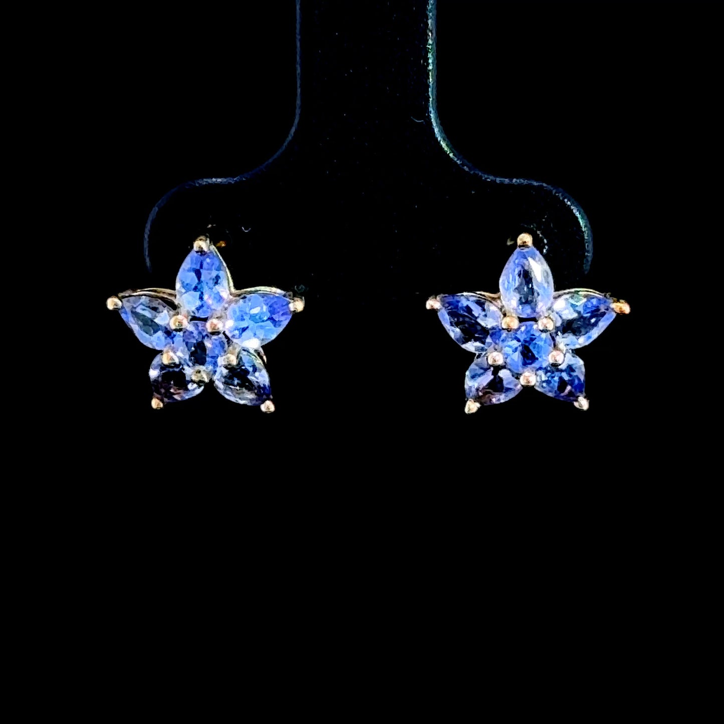 9K Yellow Gold Tanzanite Flower Studs
