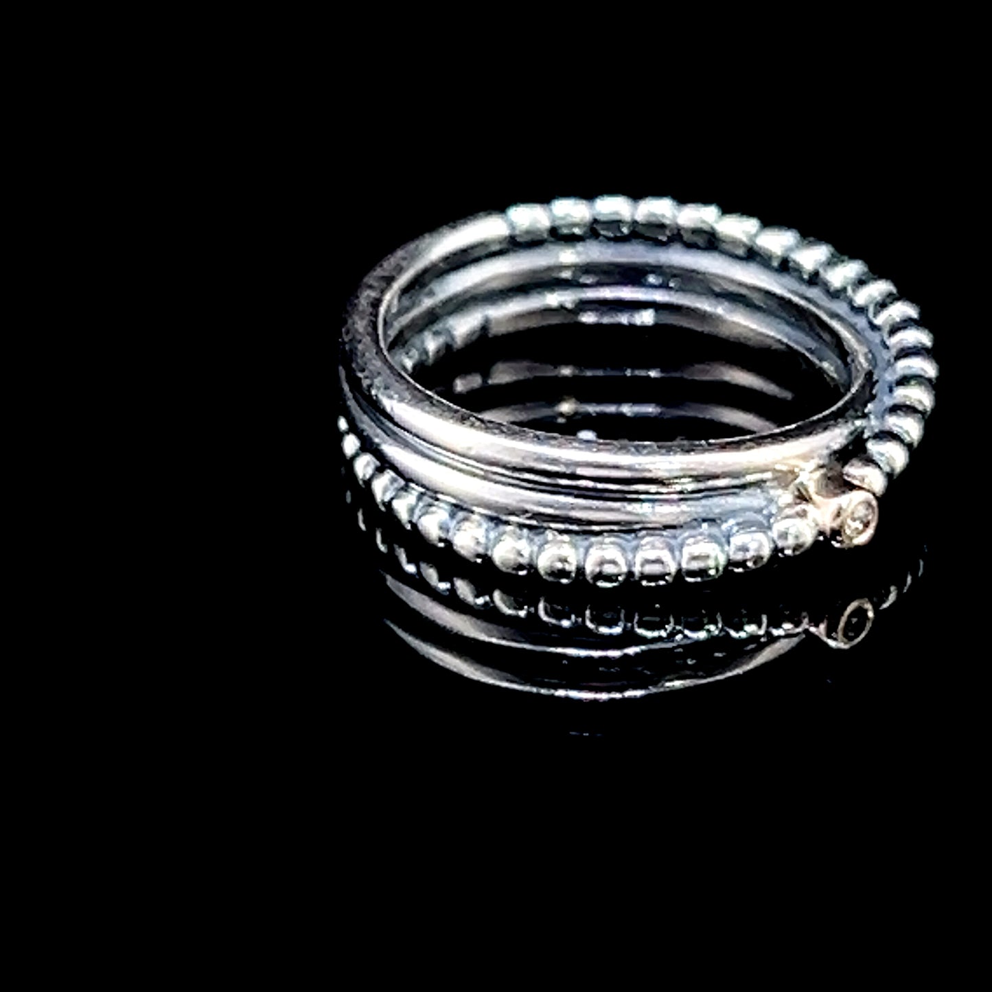 Silver Pandora Rising Star Ring with Small Diamond Set in 14K Yellow Gold