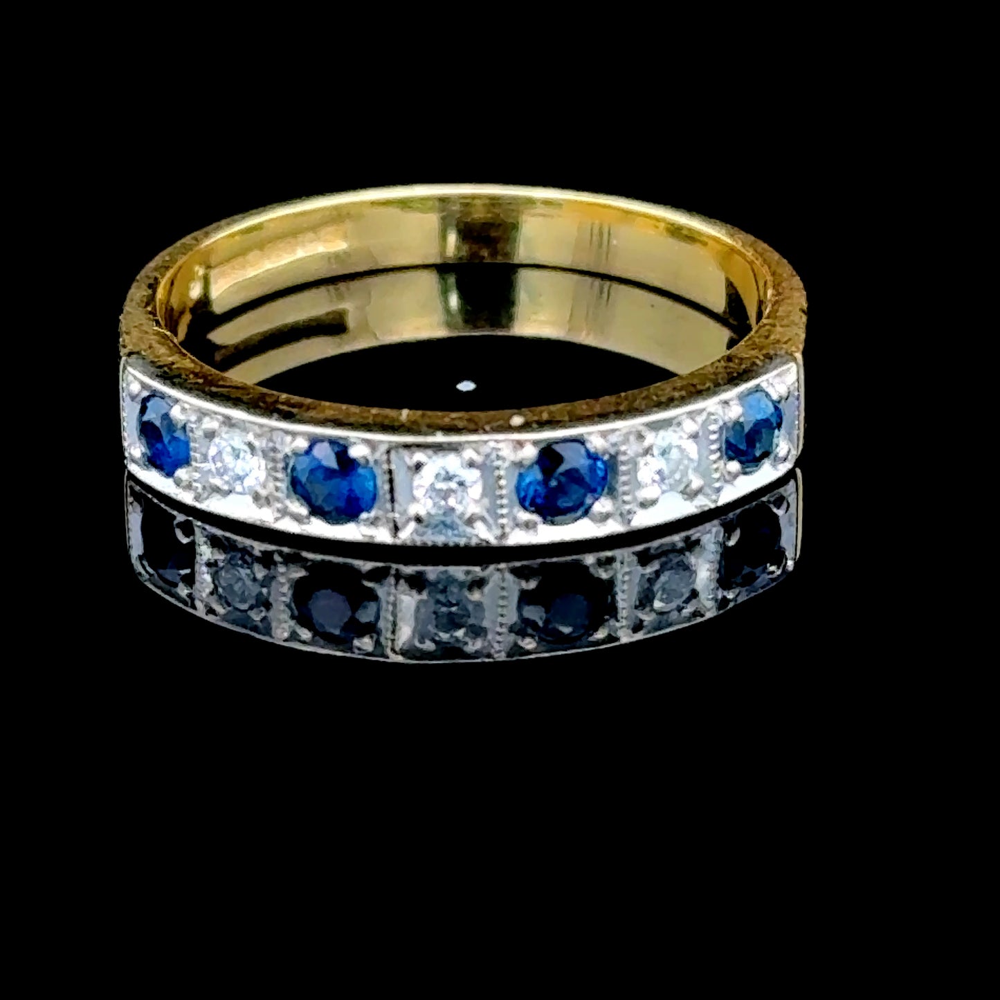 18K Yellow Gold Sapphire & Diamond Band