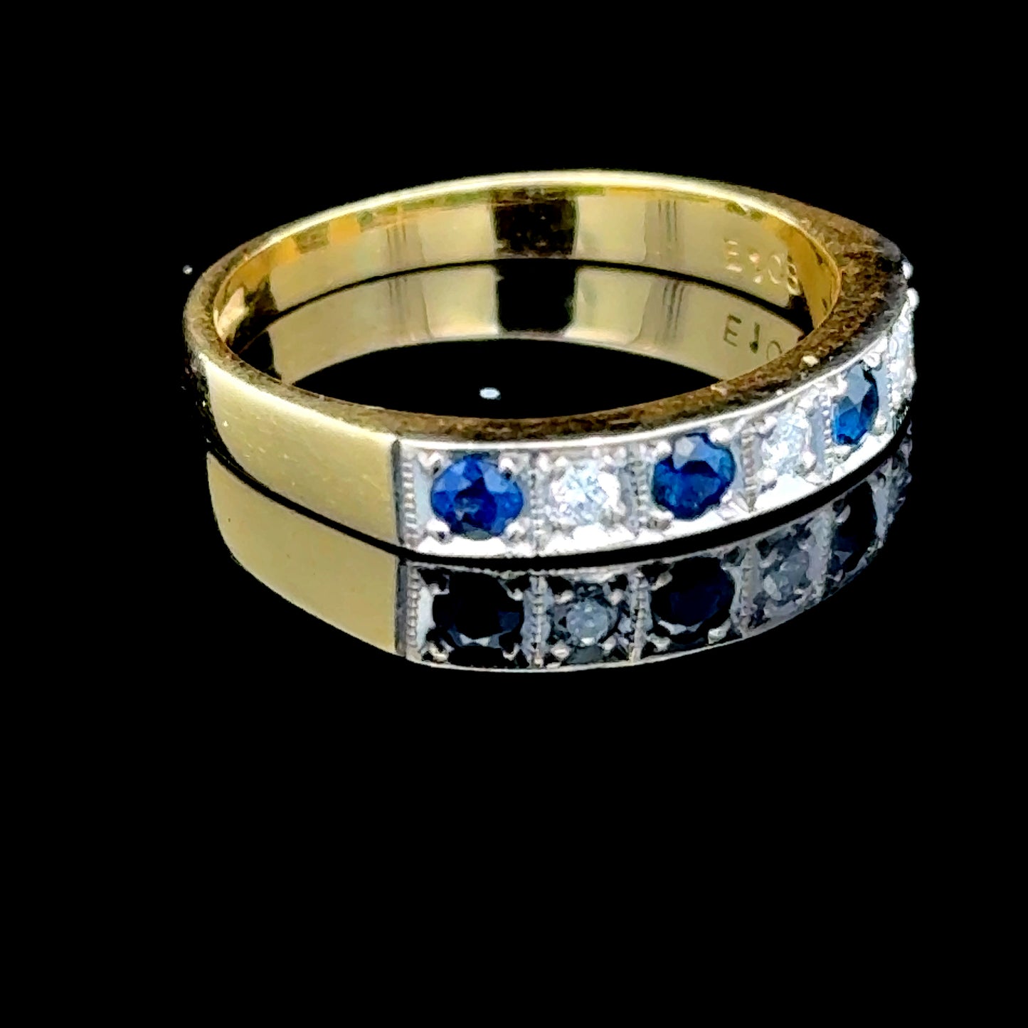 18K Yellow Gold Sapphire & Diamond Band