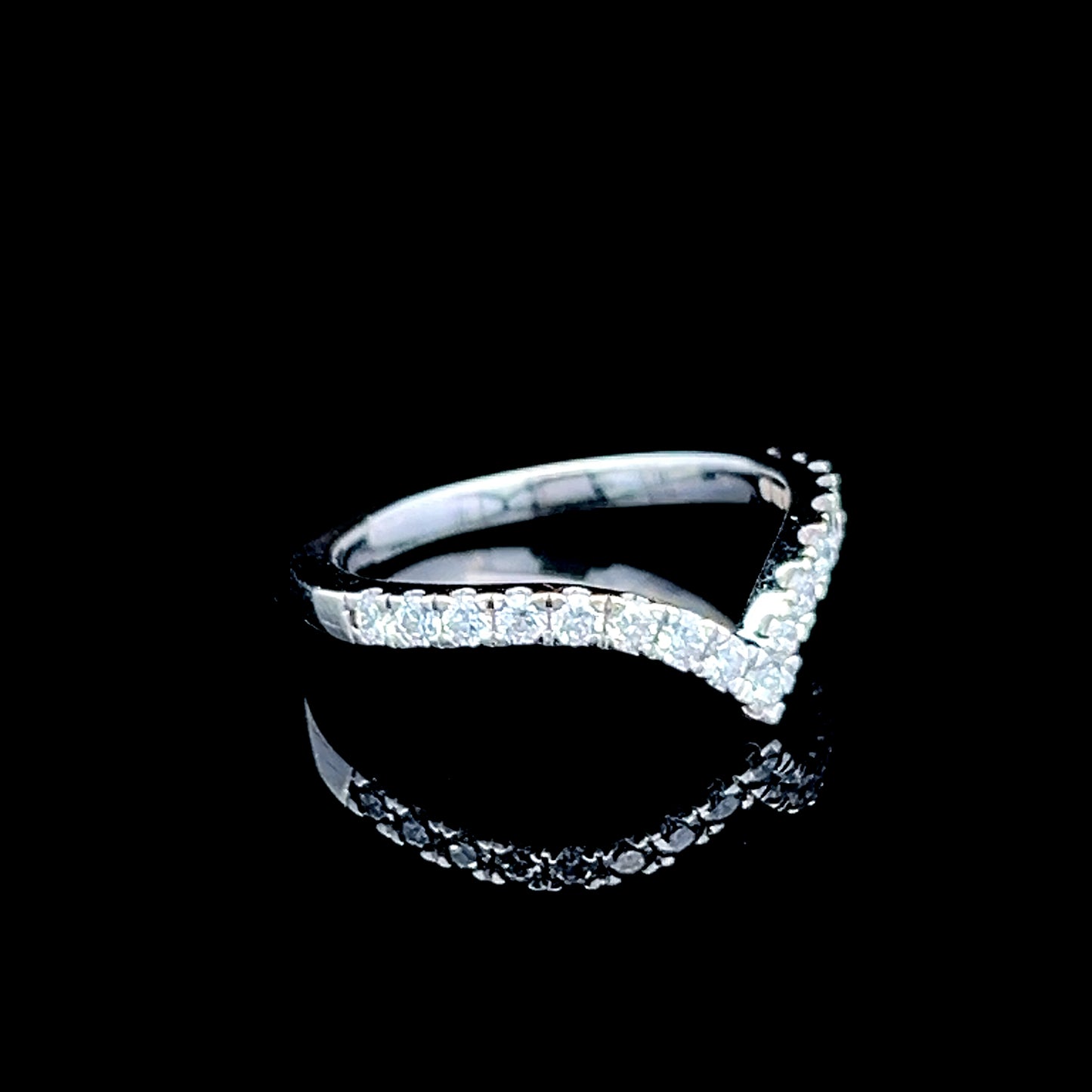 9K White Gold Diamond Wishbone Ring