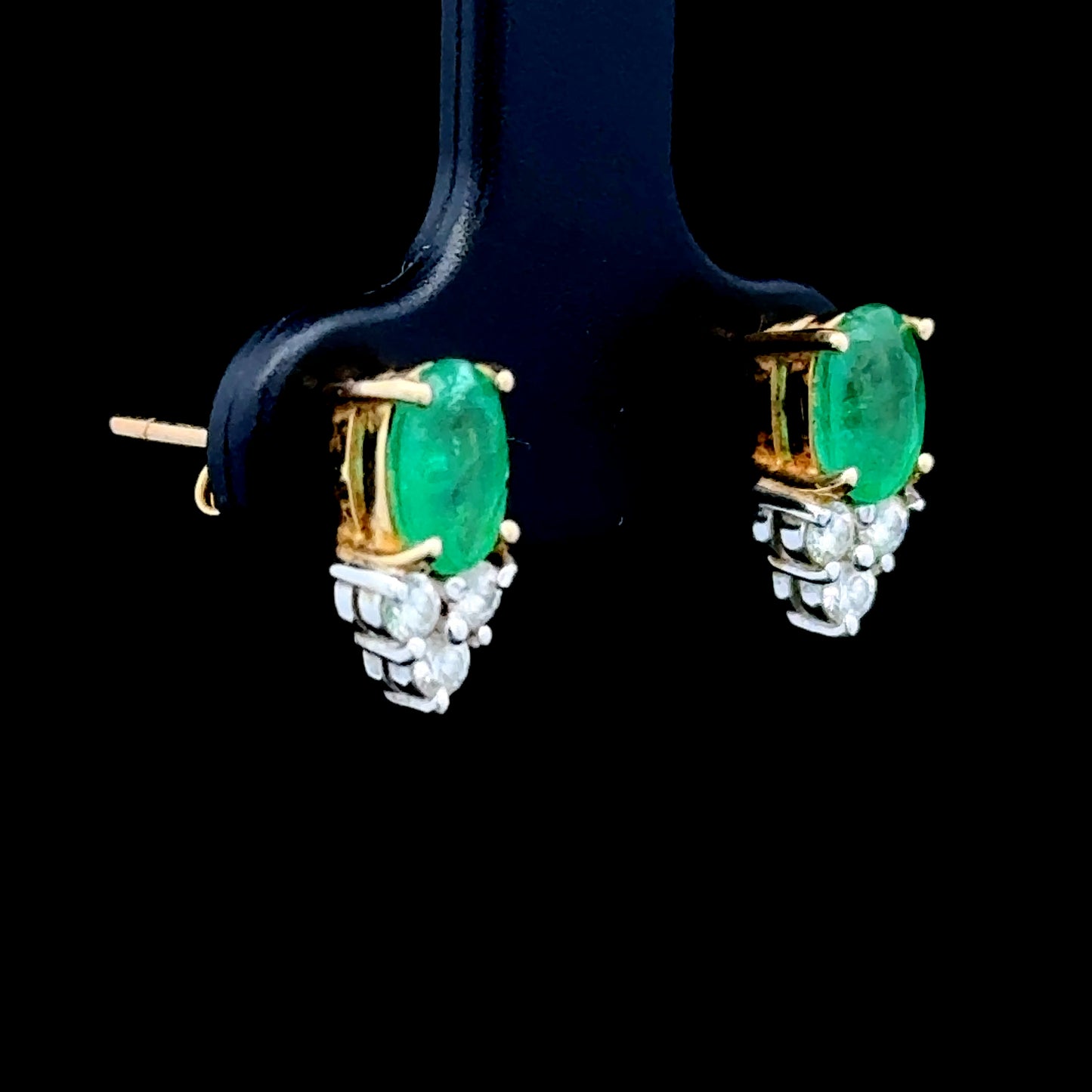 18k Emerald & Diamond Stud Earrings