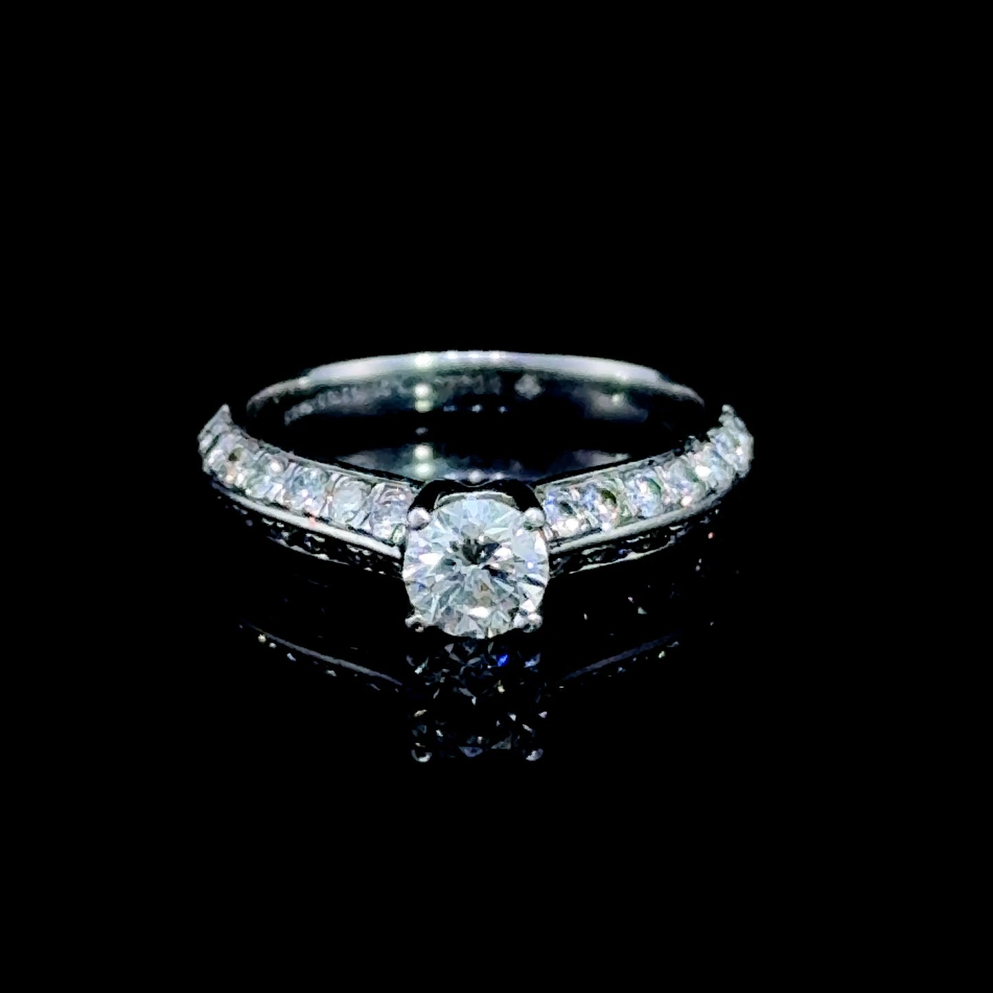 Platinum Diamond Solitaire Ring with Diamonds to Shoulders APPX 0.4 CTS Centre 1.01 CTS Total