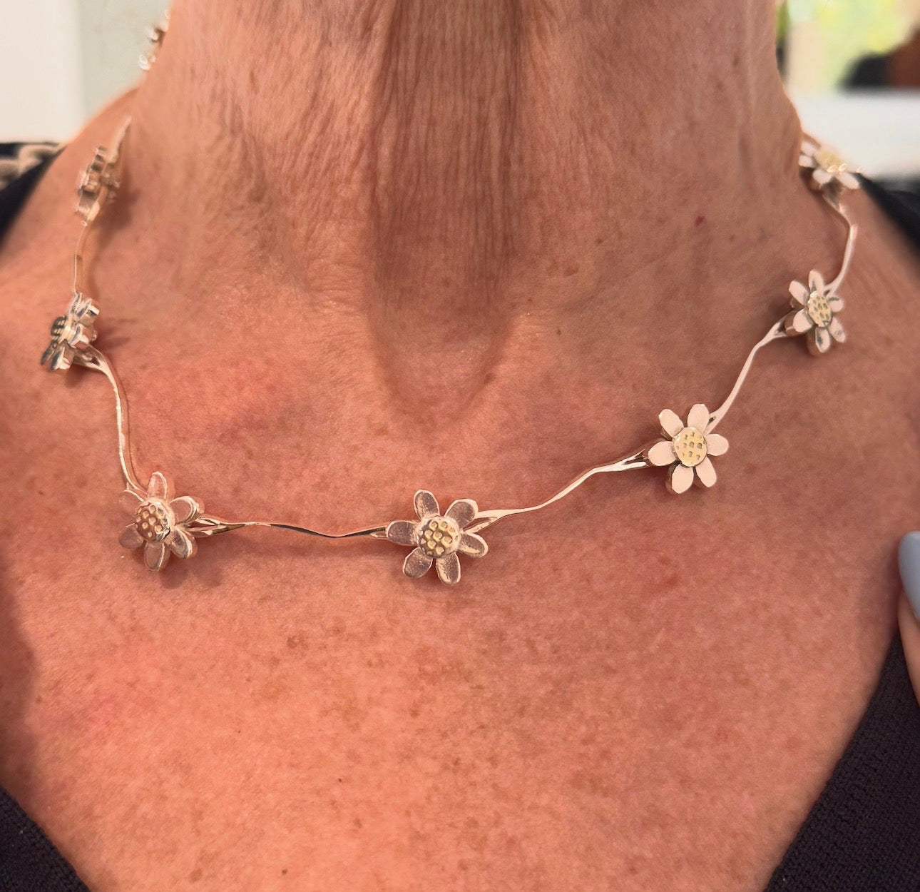 Linda MacDonald Silver Daisy Necklace