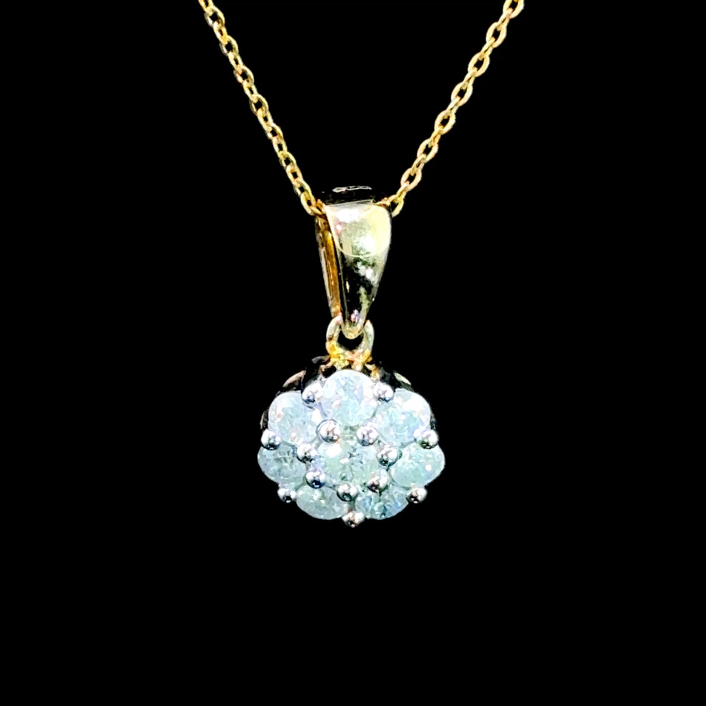 9K Yellow Gold Diamond Cluster Pendant APPX 0.5 CTS