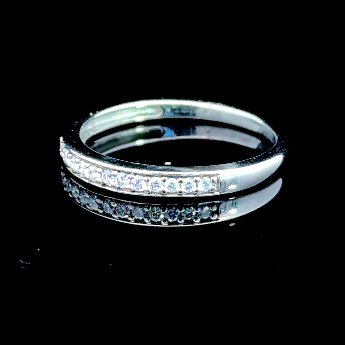 9K White Gold Diamond Micro Half Eternity Ring