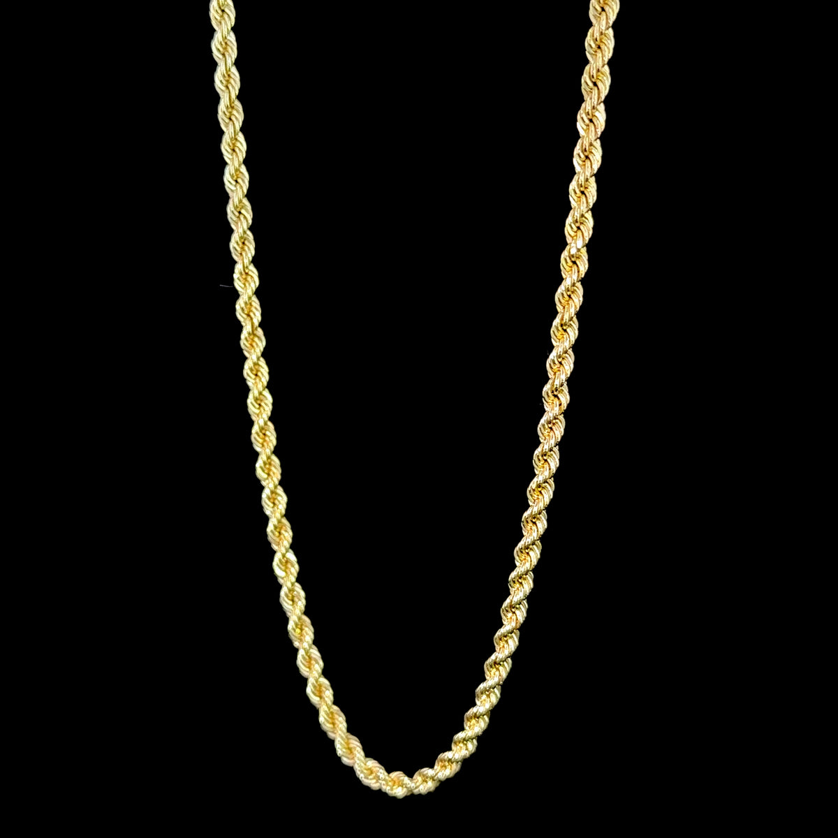 9k Yellow Gold Rope Chain 18 Inches Long