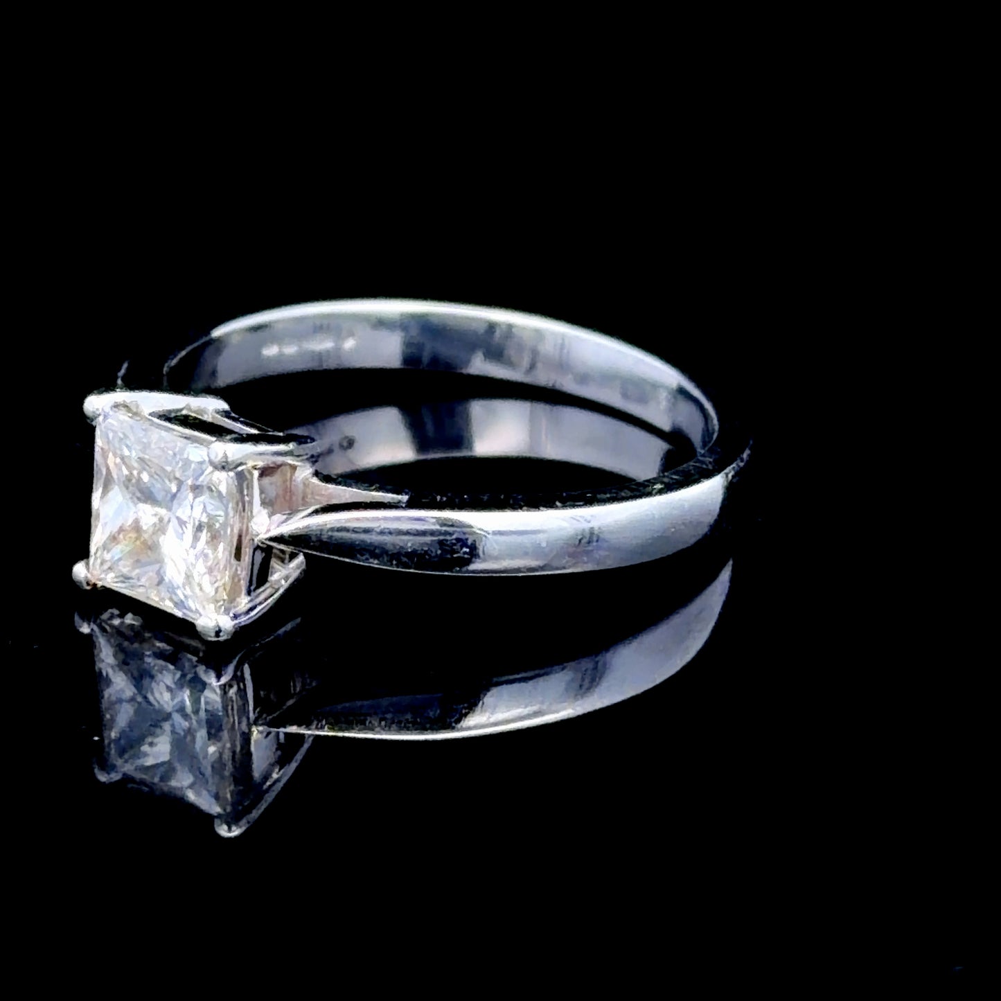 Platinum Princess Cut Diamond Solitaire Ring Appx 1.2cts