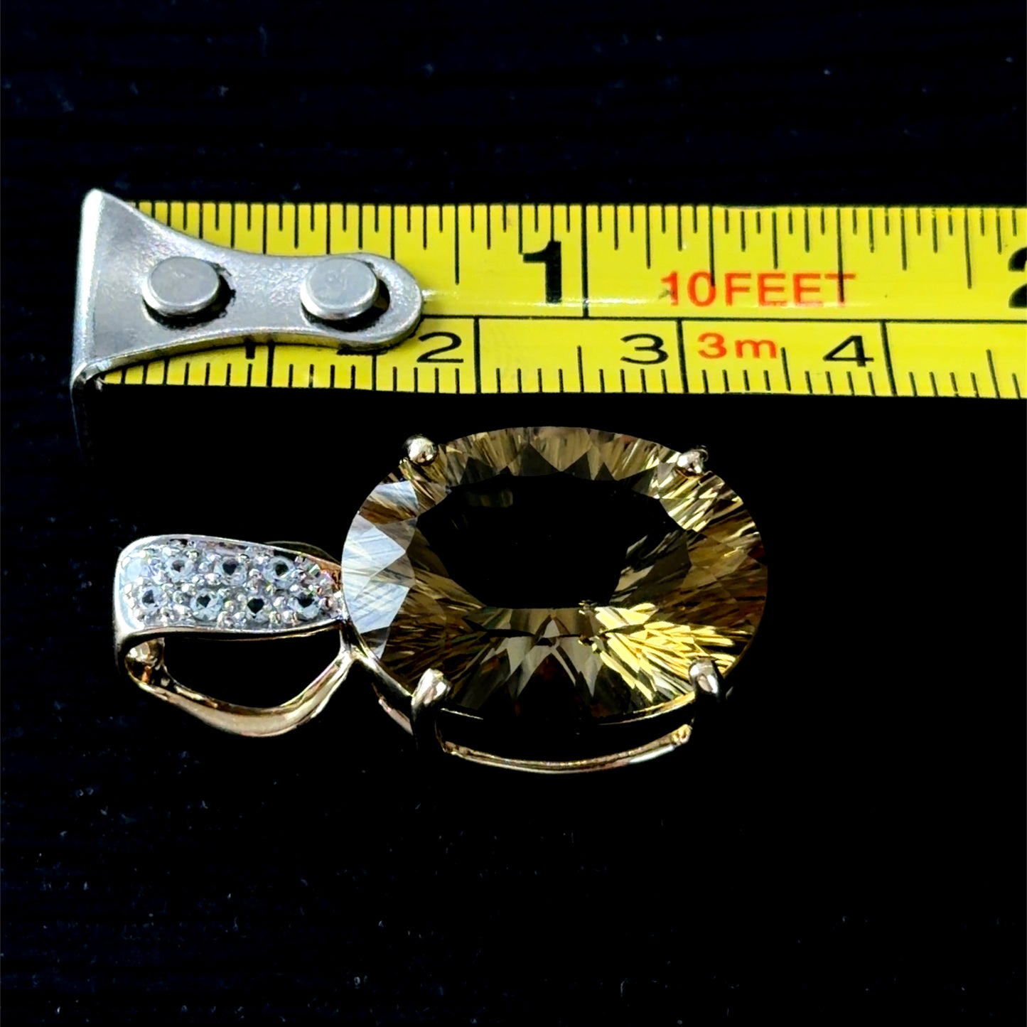 Pretty 9k Yellow Gold Citrine & White Topaz Pendant (Only)