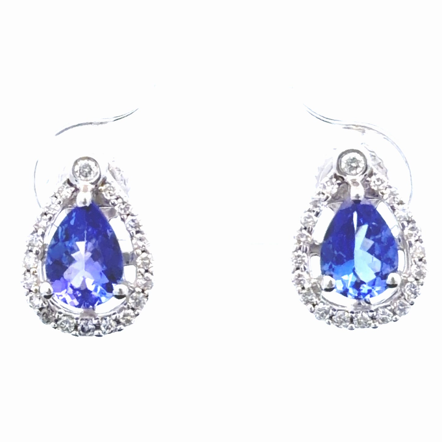 14k White Gold Tanzanite & Diamond Stud Earrings