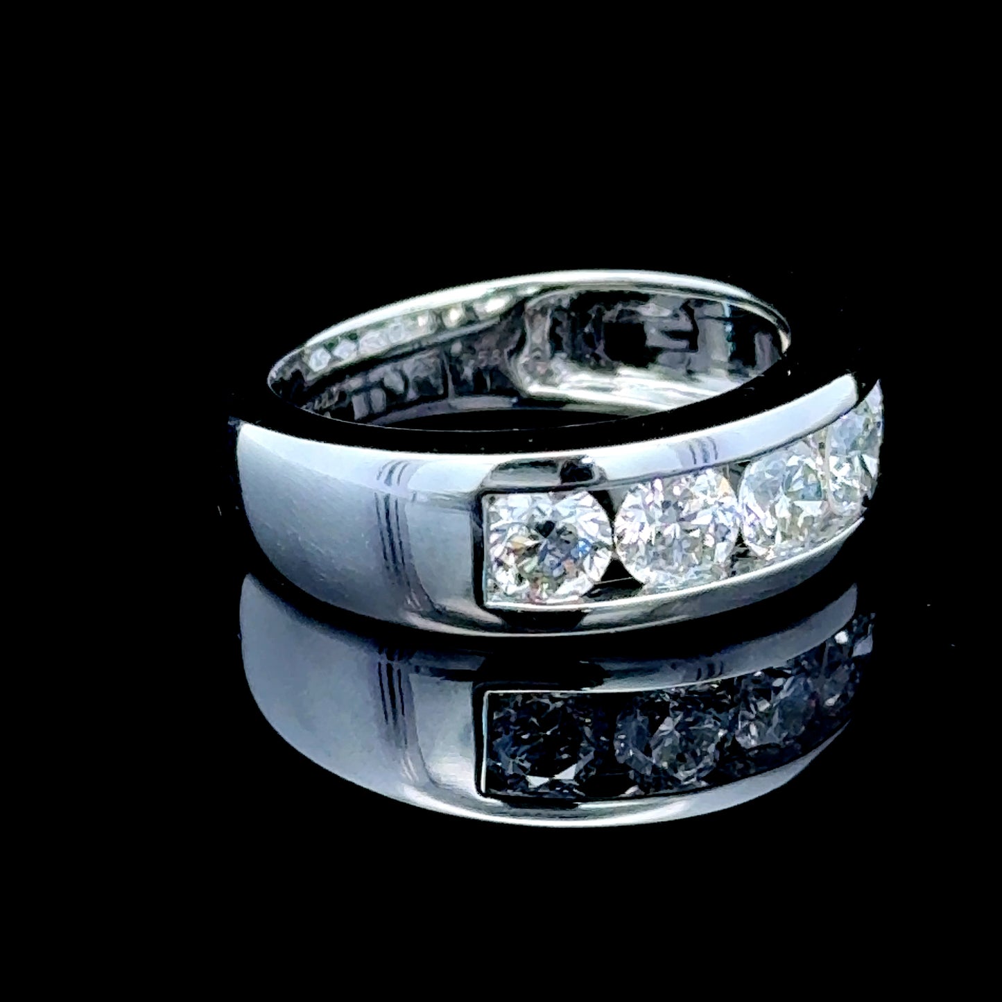 Platinum Channel Set 5 Stone Diamond Ring