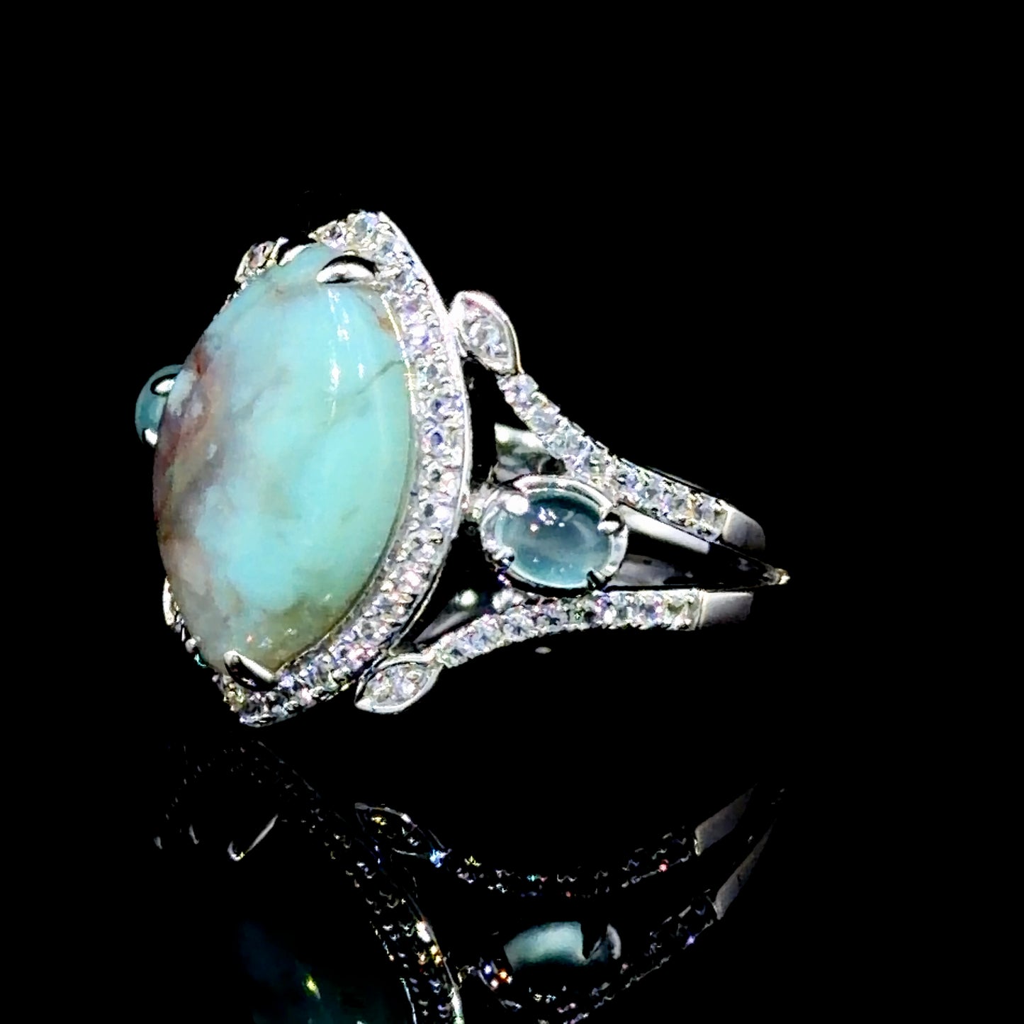 Wonderful LeVian 14k White Gold AquaPhrase, Aqua & Diamond Ring Dia Appx 0.5 Cts