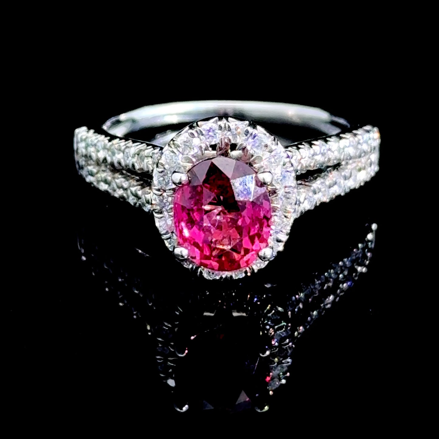 Stunning Platinum Padparadscha Sapphire & Diamond Halo Ring 1.70 CTS with Valuation Report