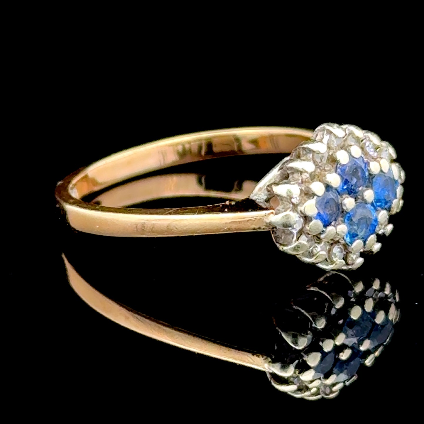 9K Yellow Gold Blue Stone & Sapphire Ring