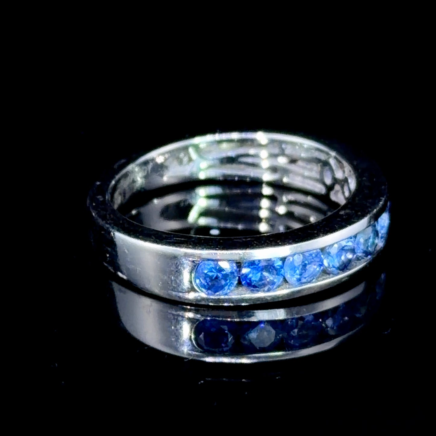 Lovely Platinum Channel Set Sapphire Half Eternity Ring Appx 0.6 Cts
