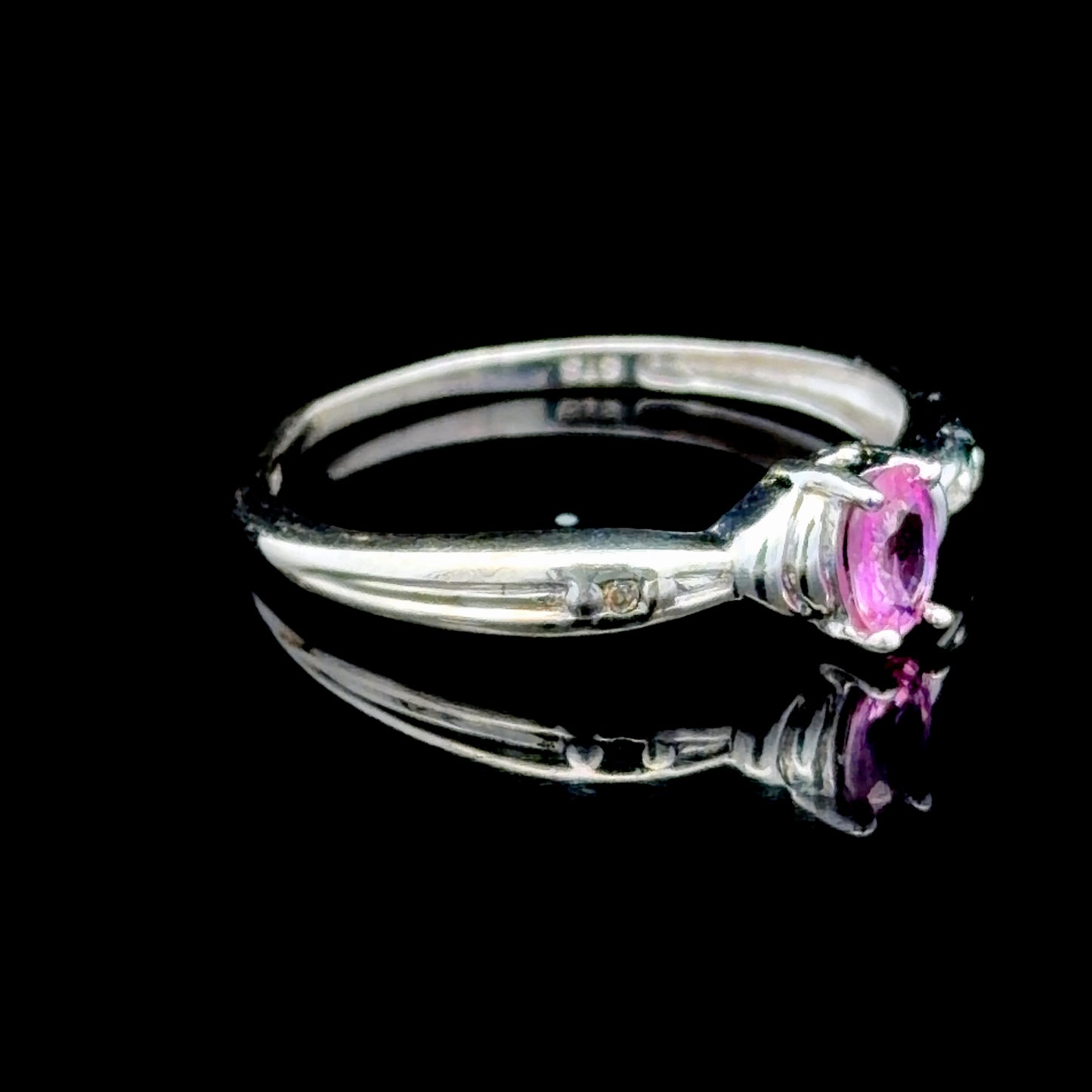 10 k White Gold Pink Sapphire & Diamond Ring
