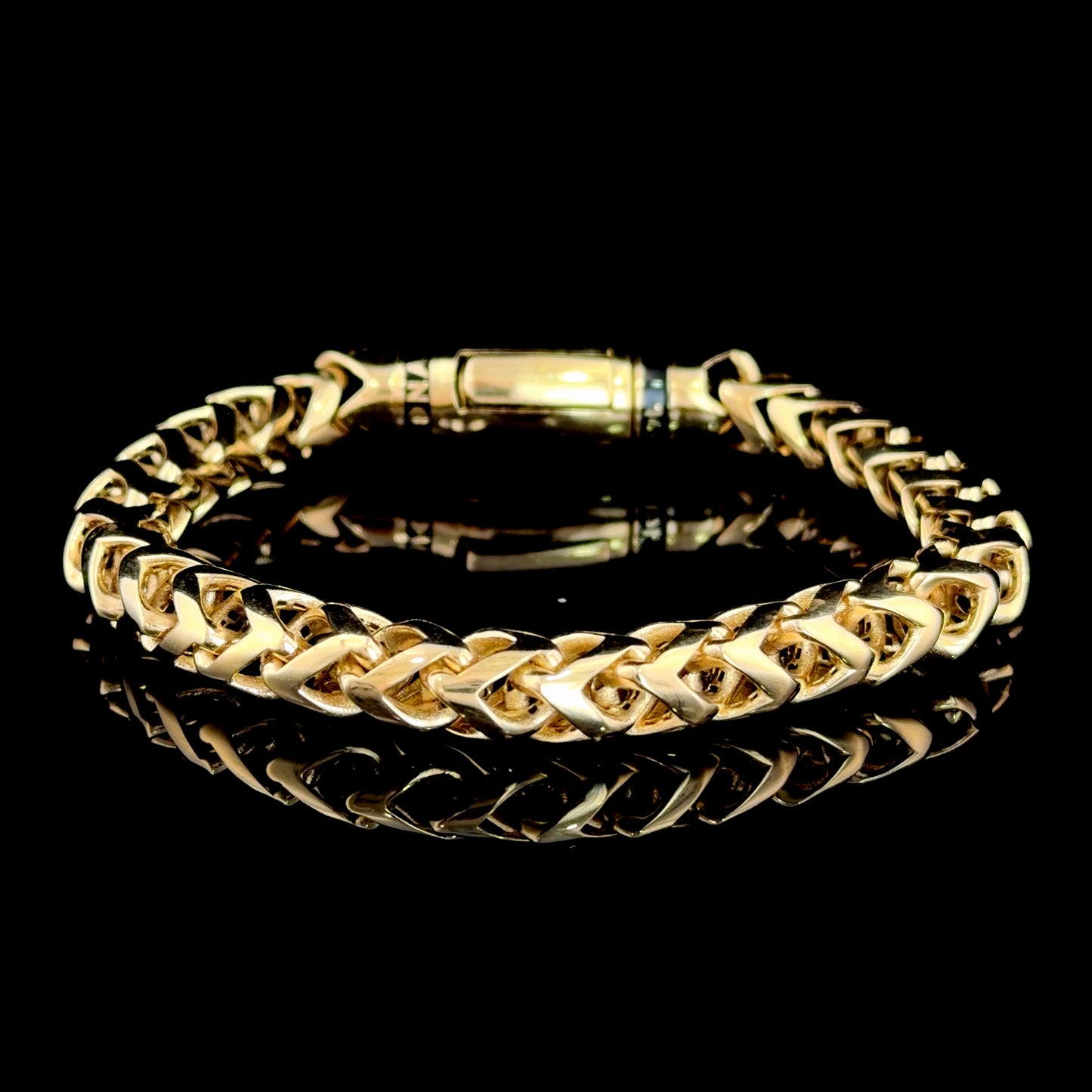 A Superb 14k Yellow Gold Monaco Chain Bracelet By Rondo Having A Very Secure Fastener