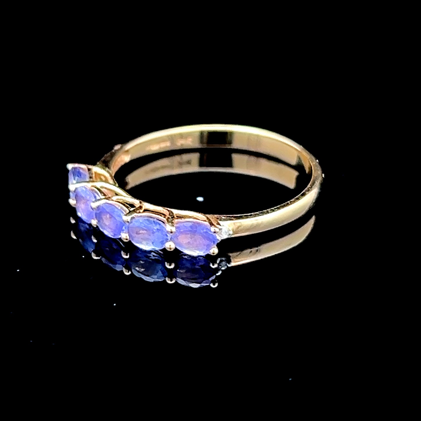 9K Yellow Gold 5 Stone Tanzanite Ring