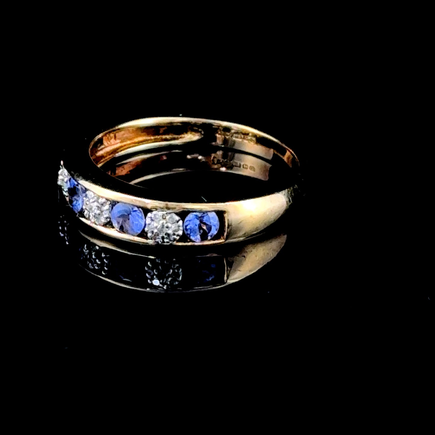 9K Yellow Gold Tanzanite & Diamond Channel Set Ring