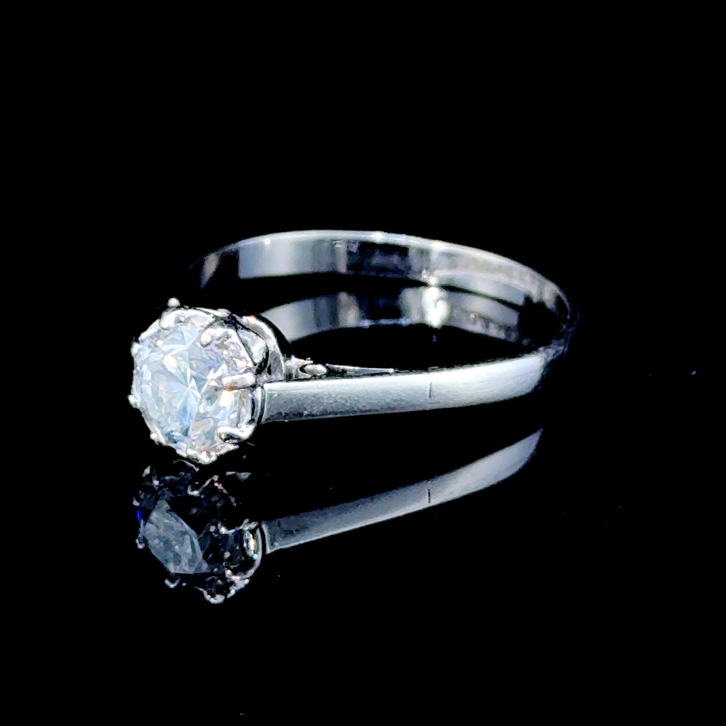 18K White Gold Diamond Solitaire Ring APPX 0.85 CTS