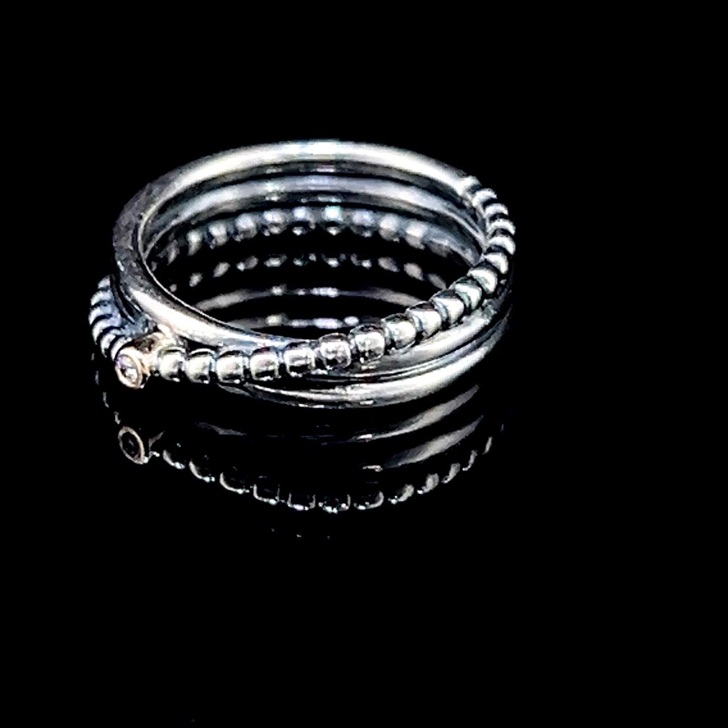 Silver Pandora Rising Star Ring with Small Diamond Set in 14K Yellow Gold