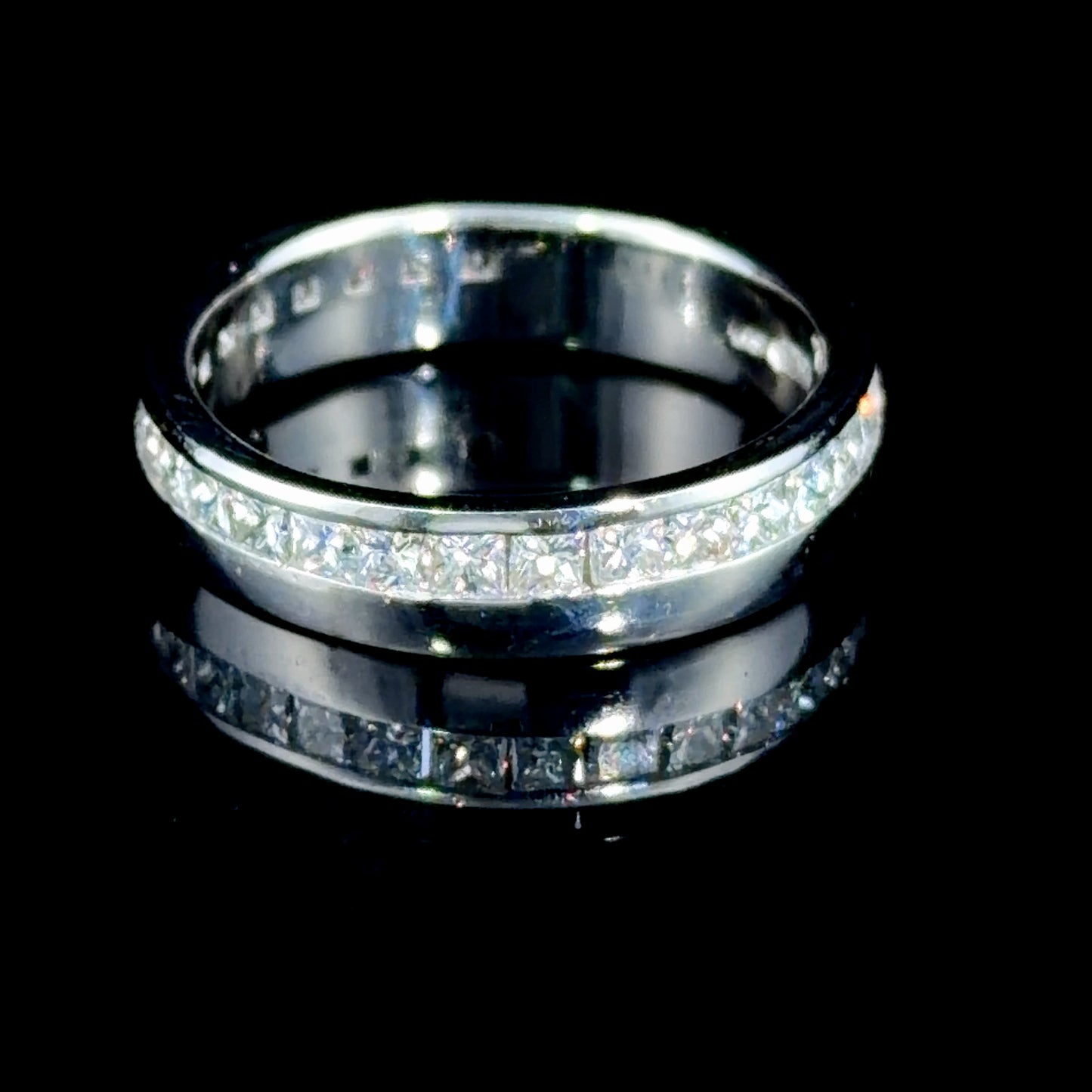 Lovely Platinum Channel Set Princess Cut Diamond Eternity Ring Appx 1.2 Cts