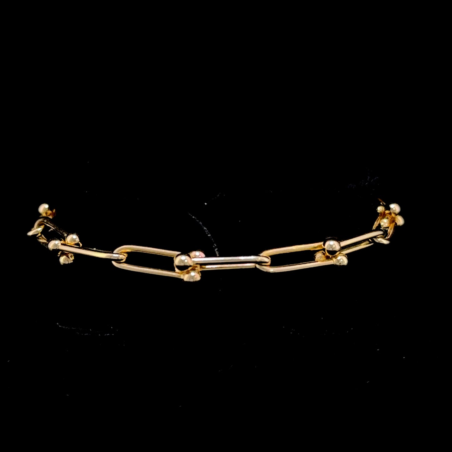 18k Yellow Gold Elongated Link Bracelet 7 Inches Long