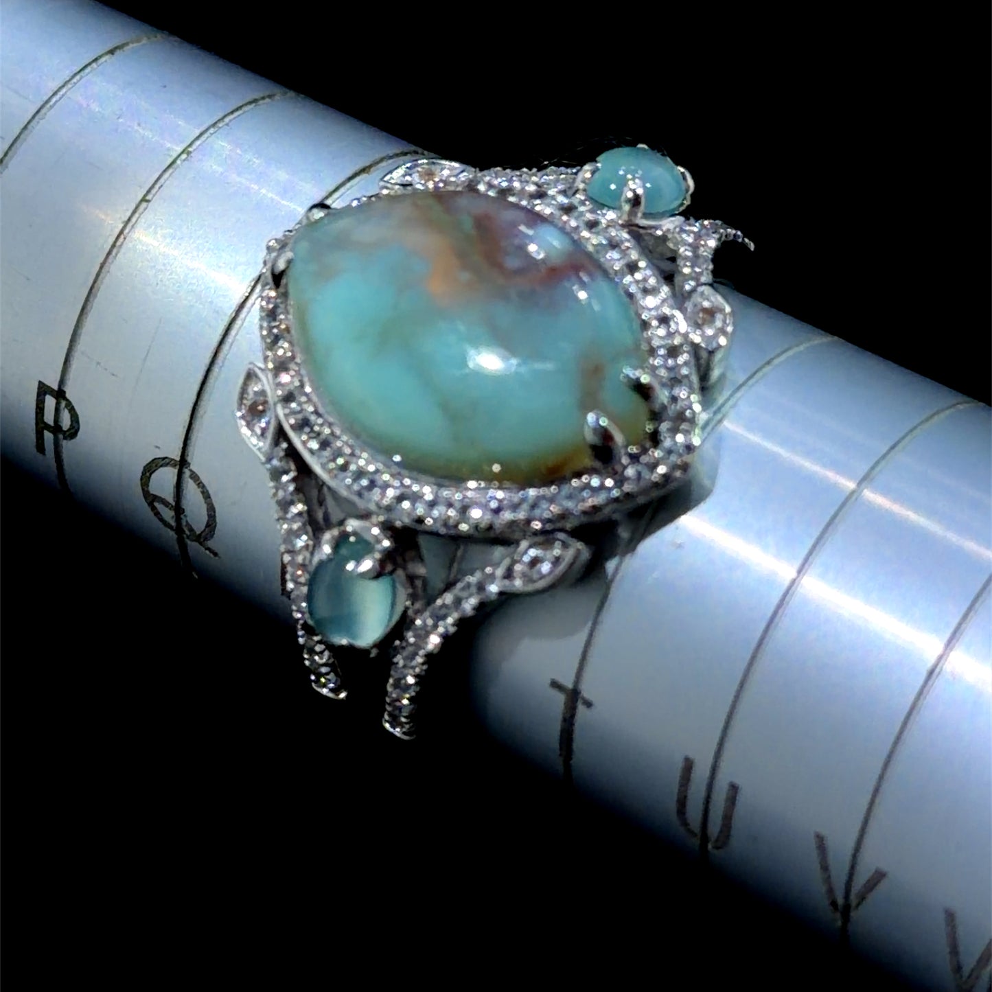 Wonderful LeVian 14k White Gold AquaPhrase, Aqua & Diamond Ring Dia Appx 0.5 Cts