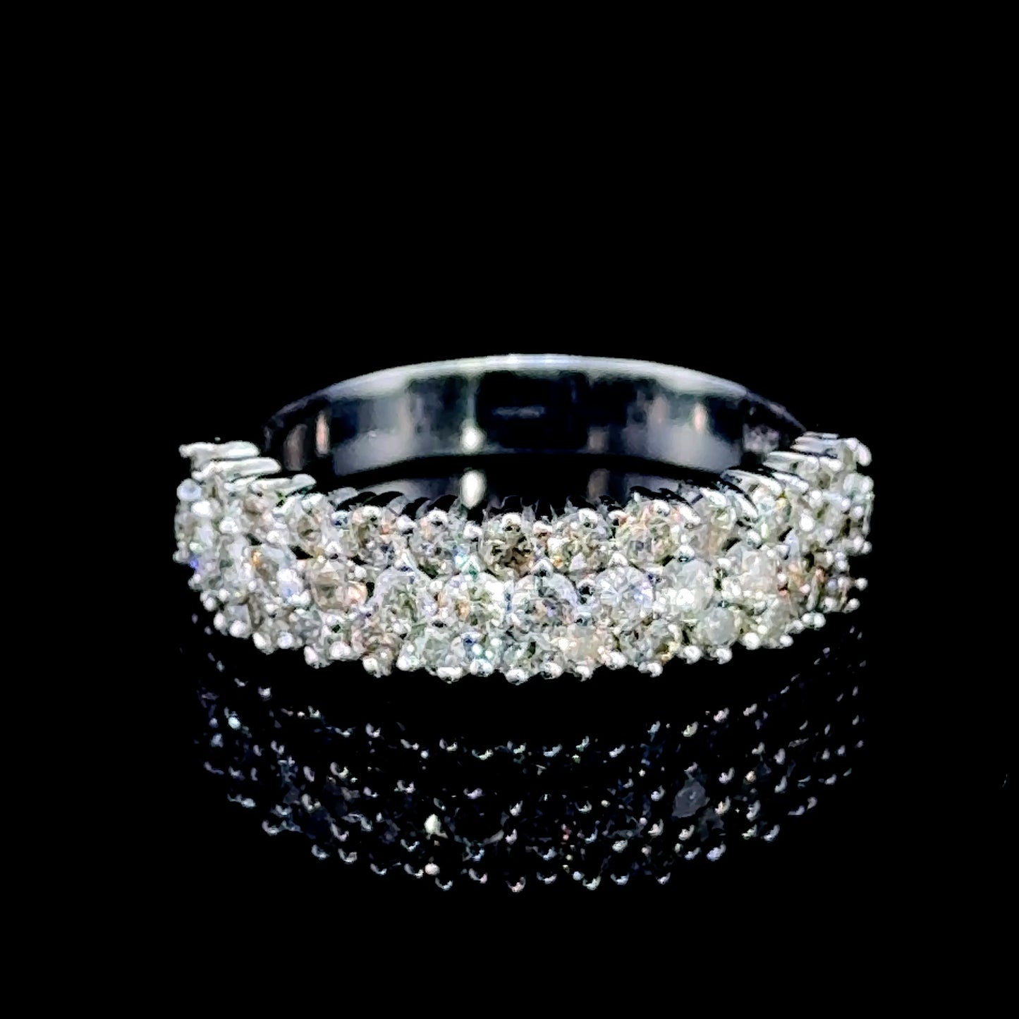 18K White Gold Diamond Cluster Band APPX 1.0 CTS