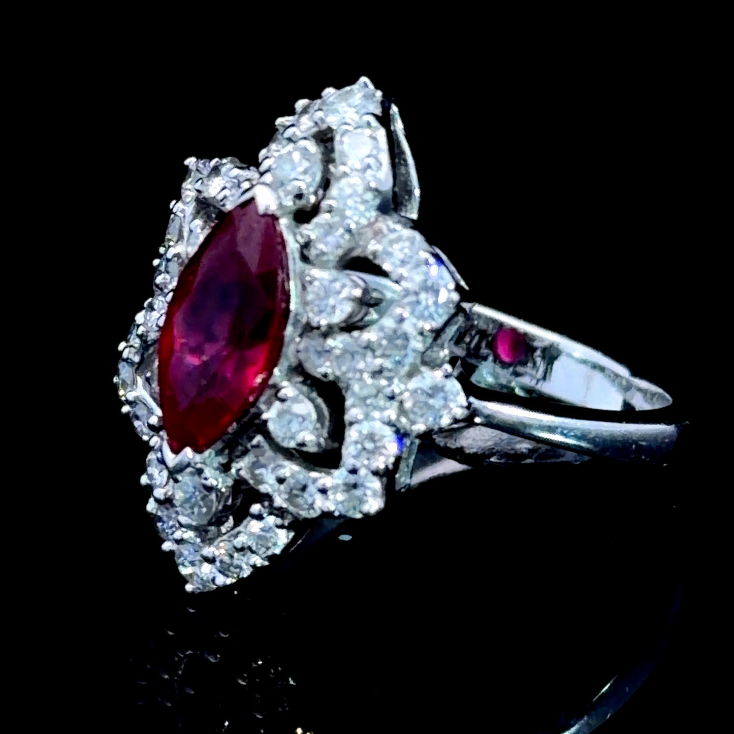 Wonderful 18k White Gold Ruby & Diamond Cluster Ring D:Appx 1.0 Cts R:1.74 Cts RRP £8k