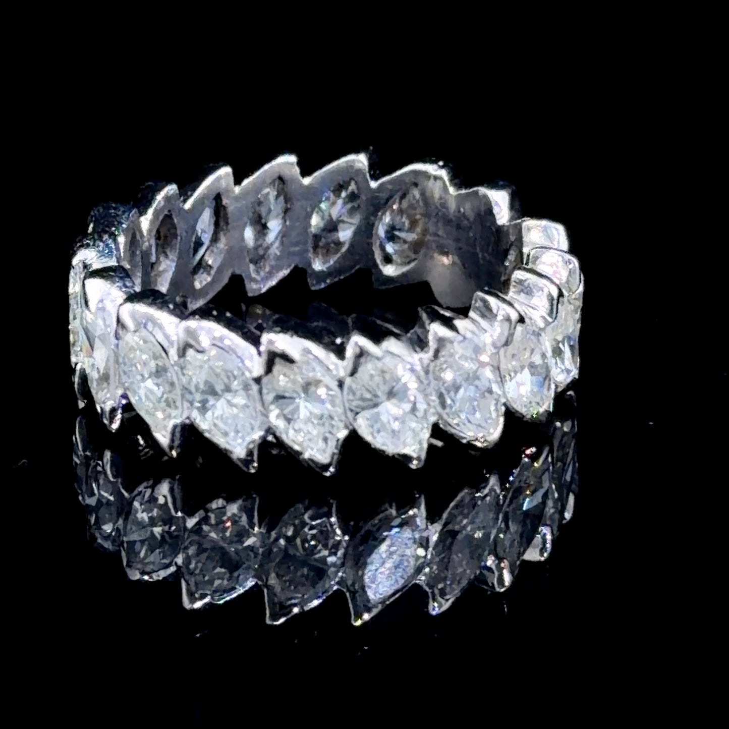 Stunning 18k White Gold Marqusie Diamond Full Eternity Band Appx 3 Cts