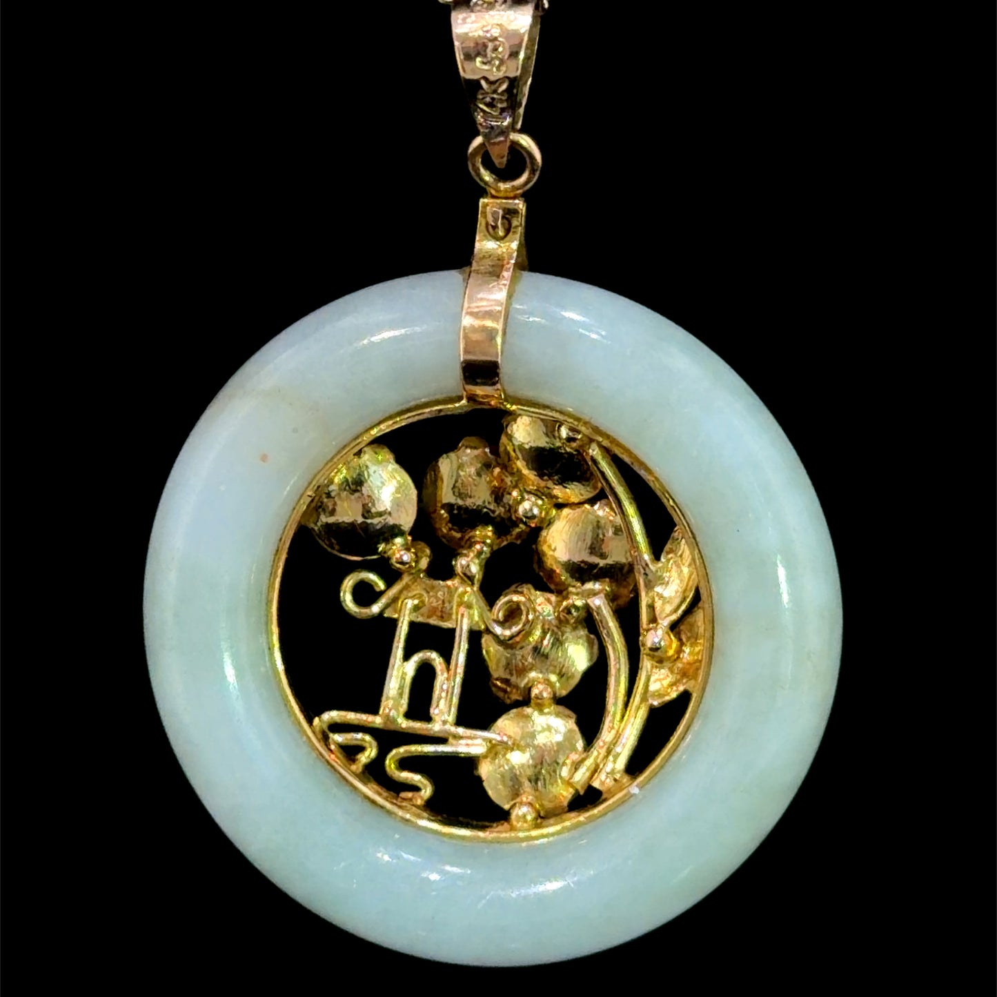 Pretty 14k Yellow Gold Multi-Colour Jadeite Pendant (Only)