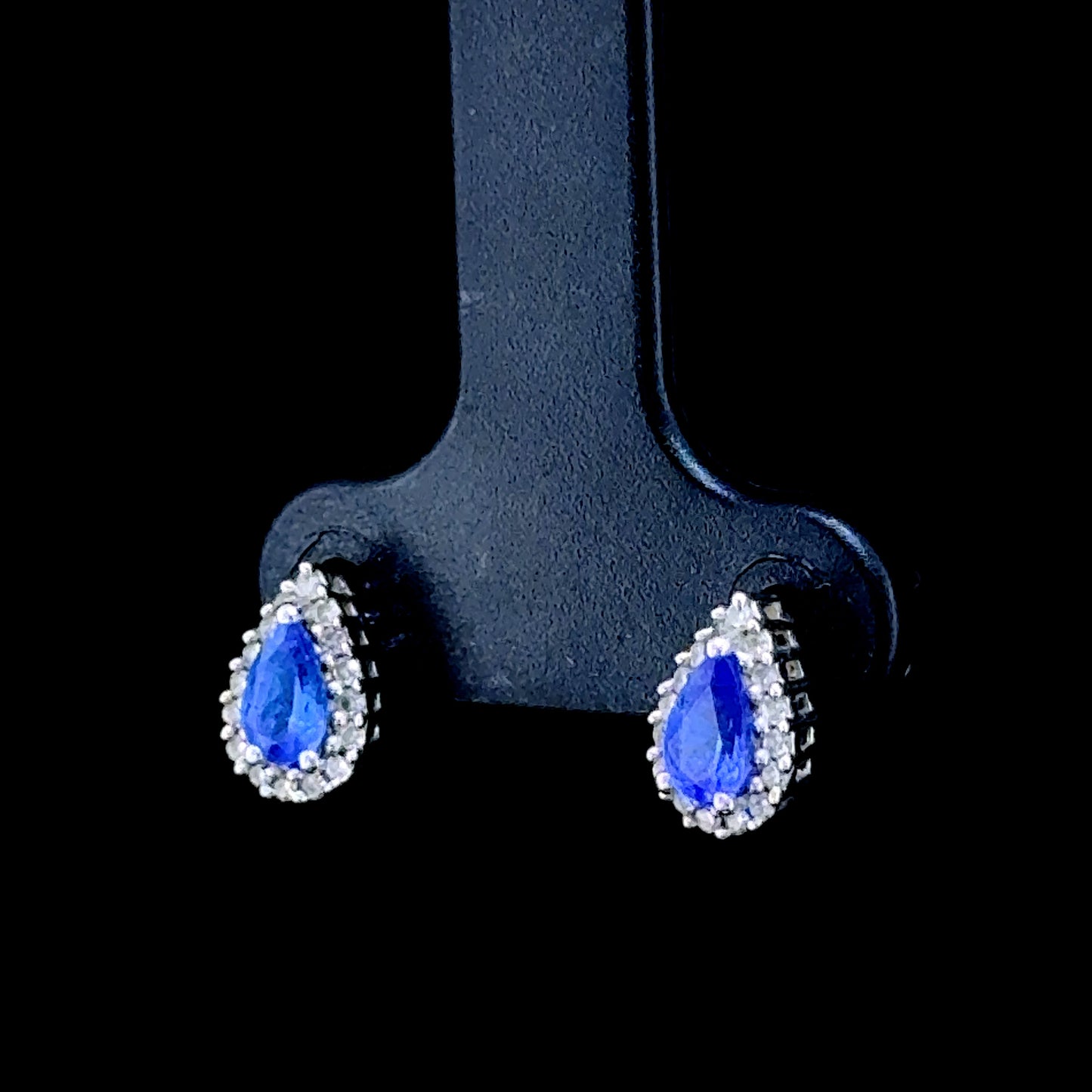 18K White Gold Pear Tanzanite & Diamond Studs