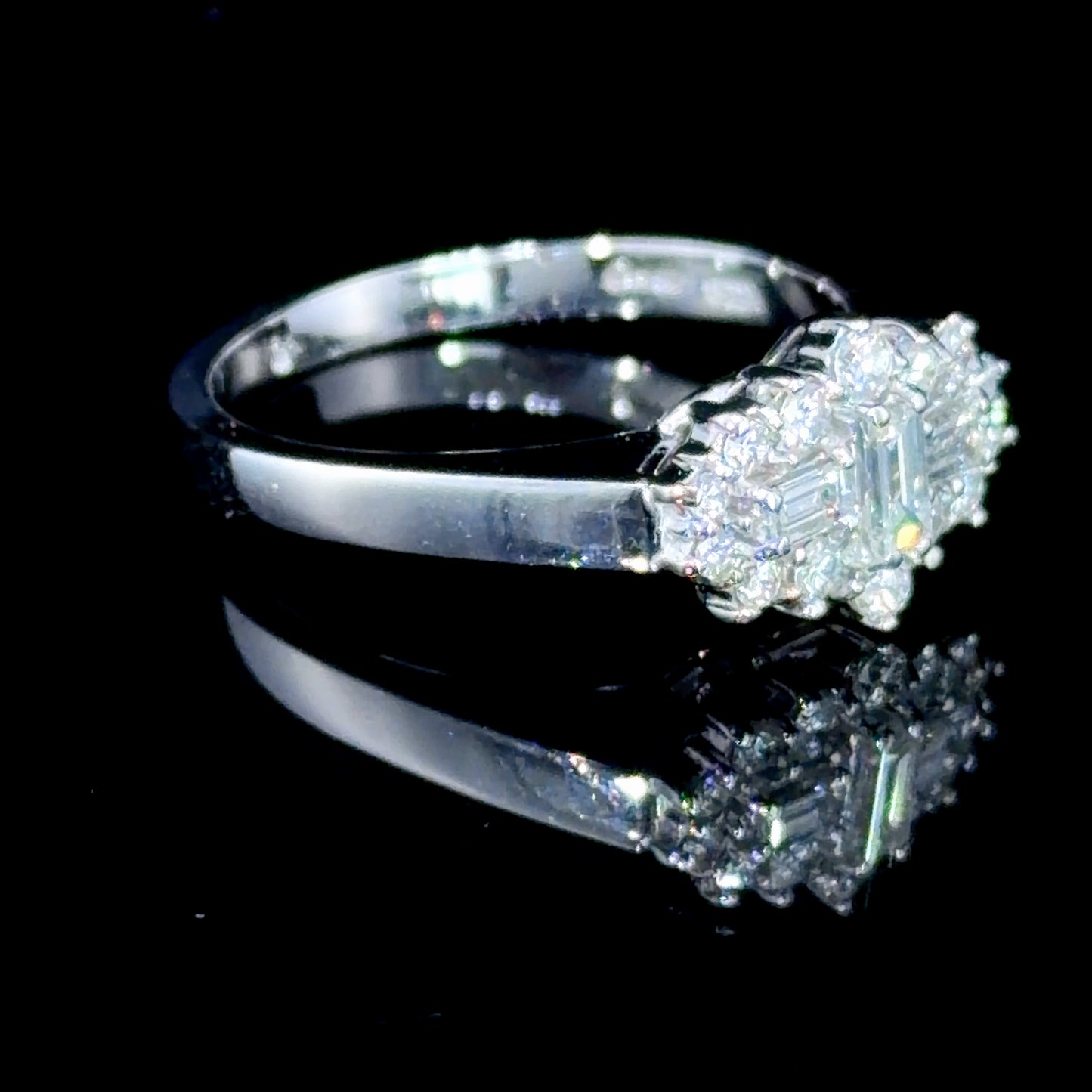 Pretty 18k White Gold Diamond Boat Ring Appx 0.5 Cts