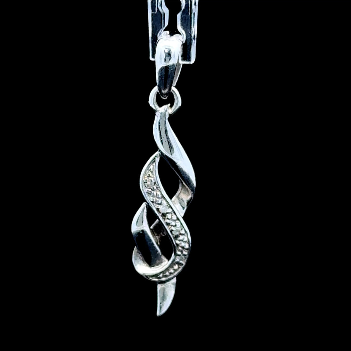 Silver & Diamond Twisted Pendant